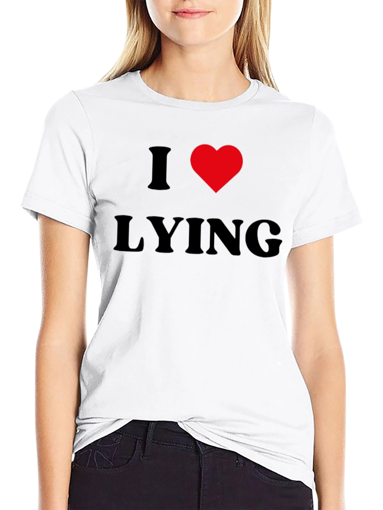 I Heart Lying Graphic Tee - Black Casual T-Shirt