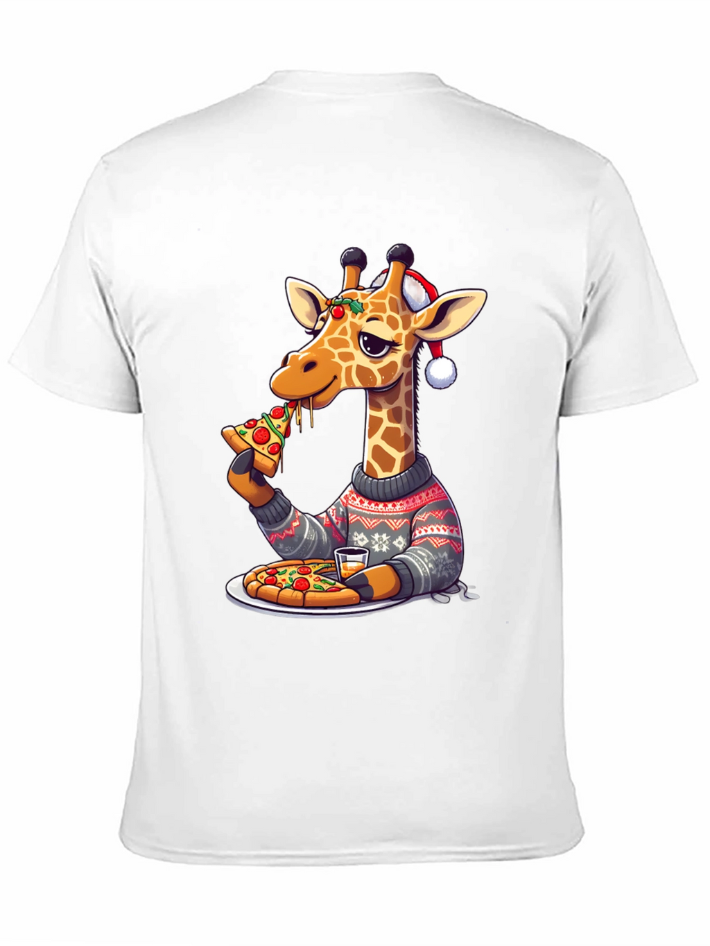 Giraffe Pizza Christmas T-Shirt
