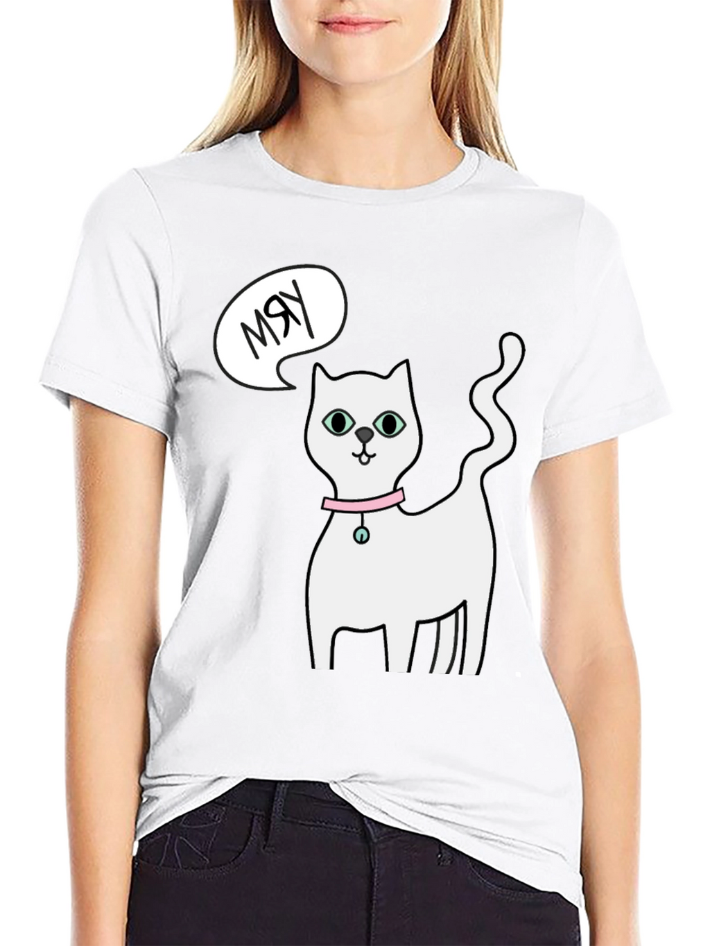 Funny Cat Meow T-Shirt - Cute Cartoon Kitten