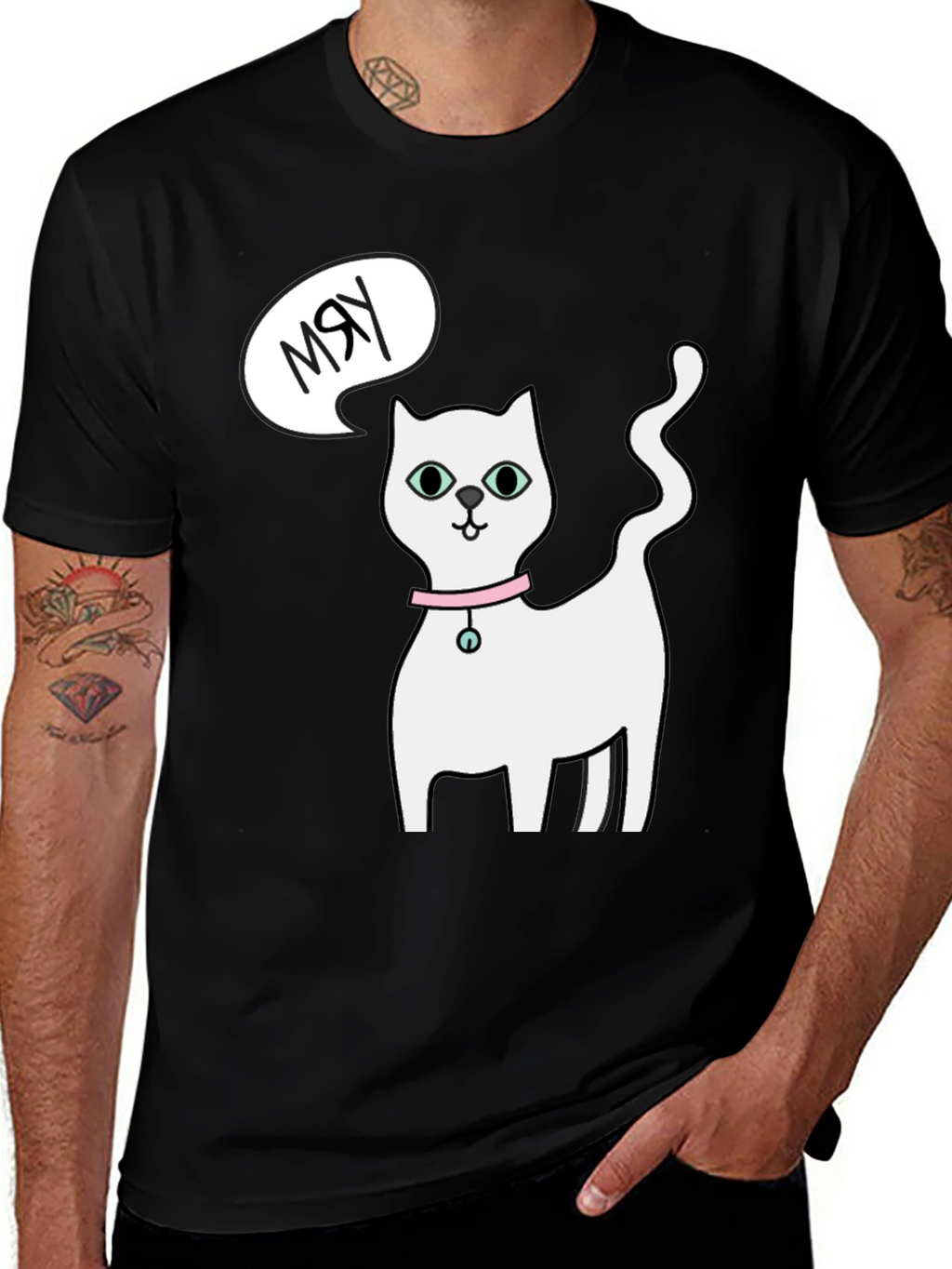 Funny Cat Meow T-Shirt - Cute Cartoon Kitten