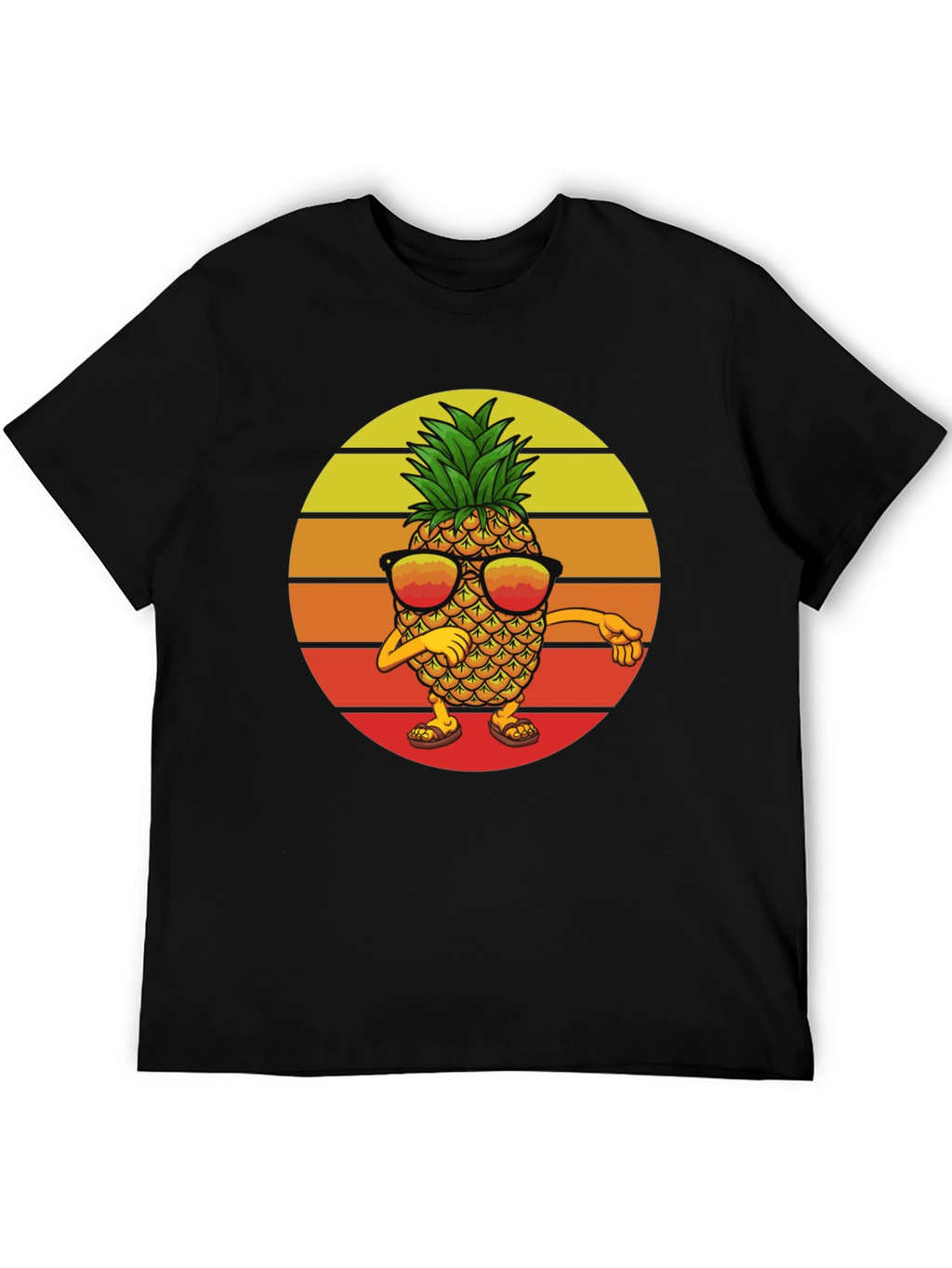 Dabbing Pineapple Graphic Tee - Retro Sunset Design