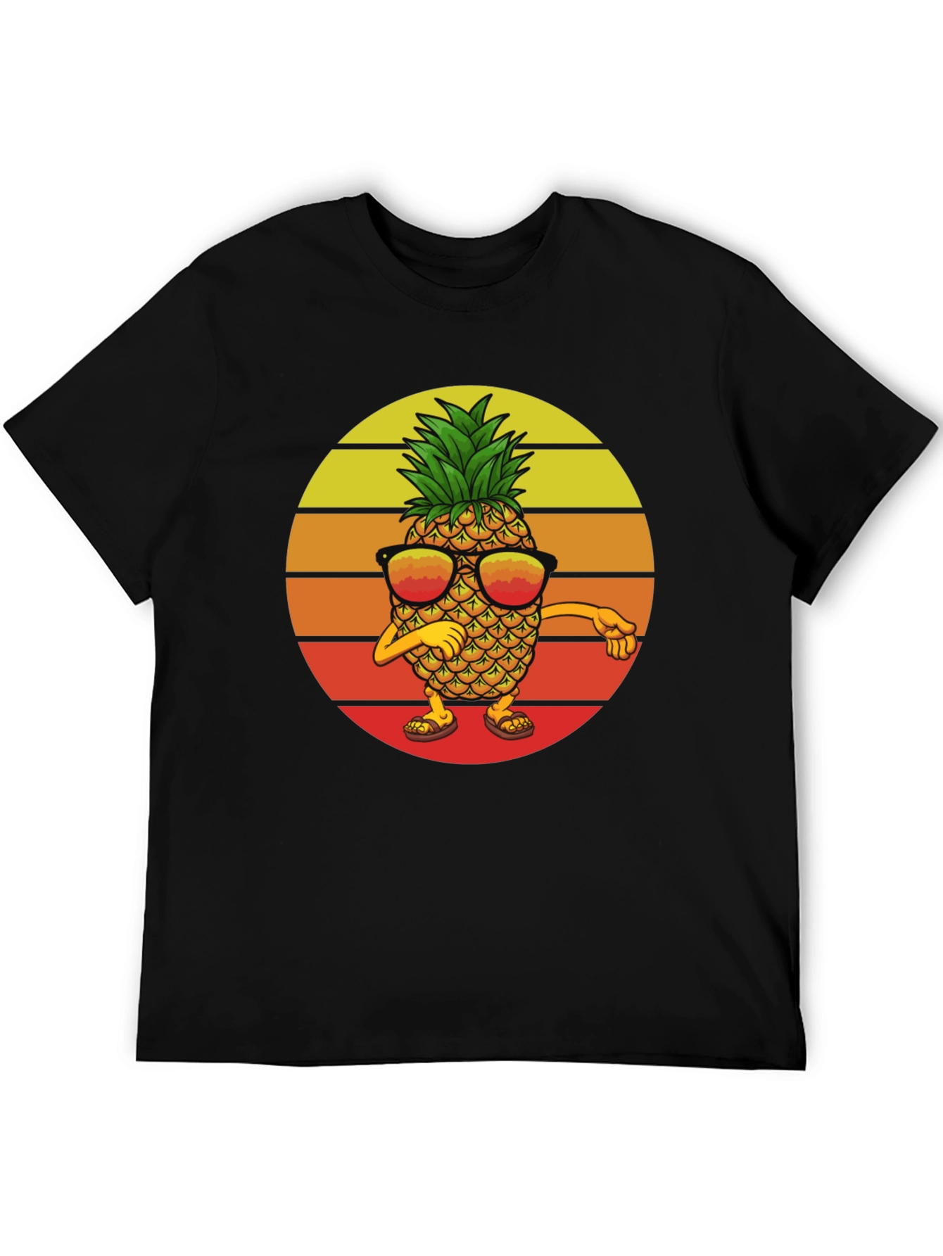 Dabbing Pineapple Graphic Tee - Retro Sunset Design