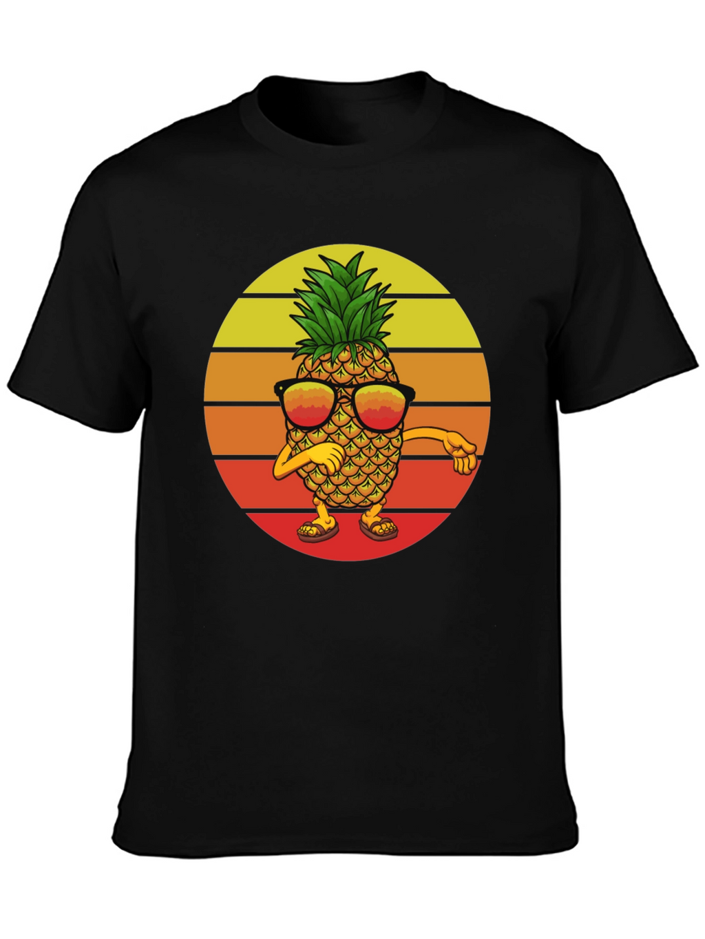 Dabbing Pineapple Graphic Tee - Retro Sunset Design