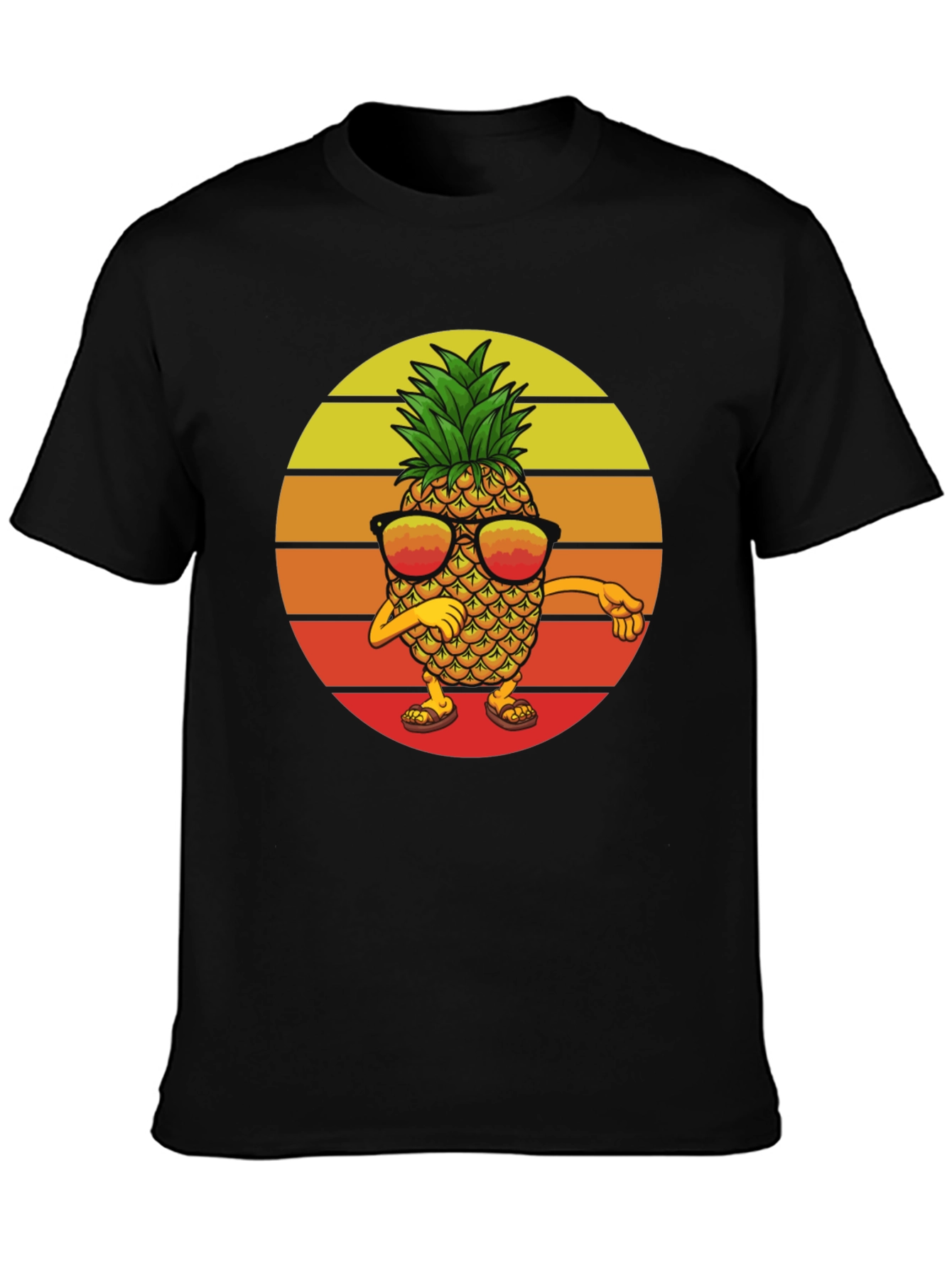 Dabbing Pineapple Graphic Tee - Retro Sunset Design