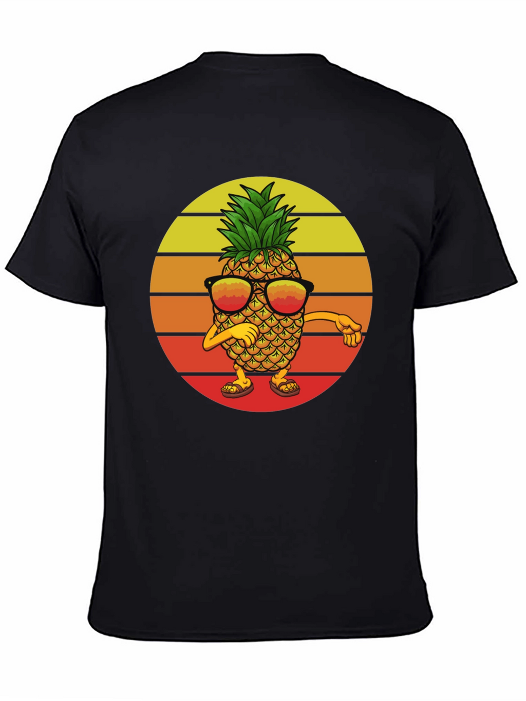 Dabbing Pineapple Graphic Tee - Retro Sunset Design