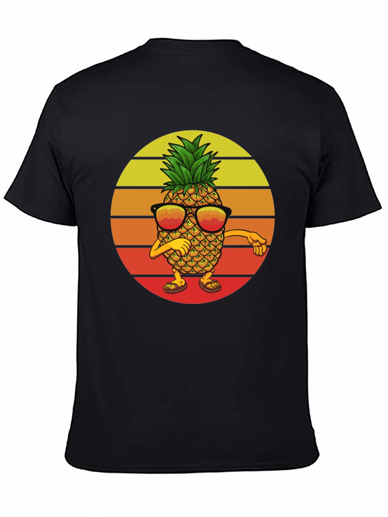 Dabbing Pineapple Graphic Tee - Retro Sunset Design