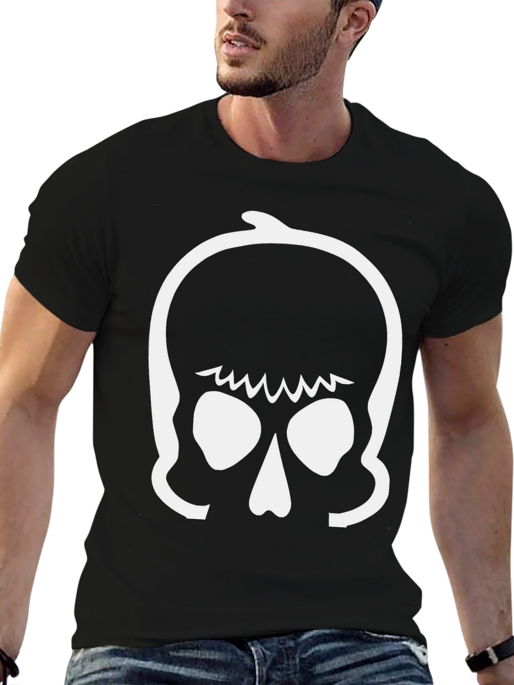 Skull Graphic Tee - Black Cotton T-Shirt