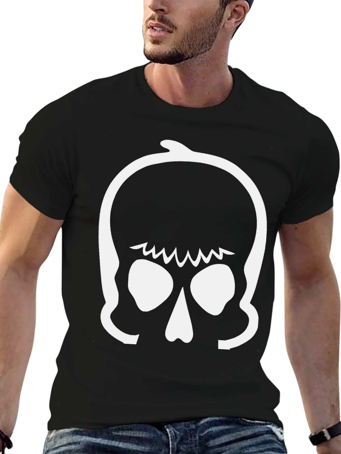 Skull Graphic Tee - Black Cotton T-Shirt