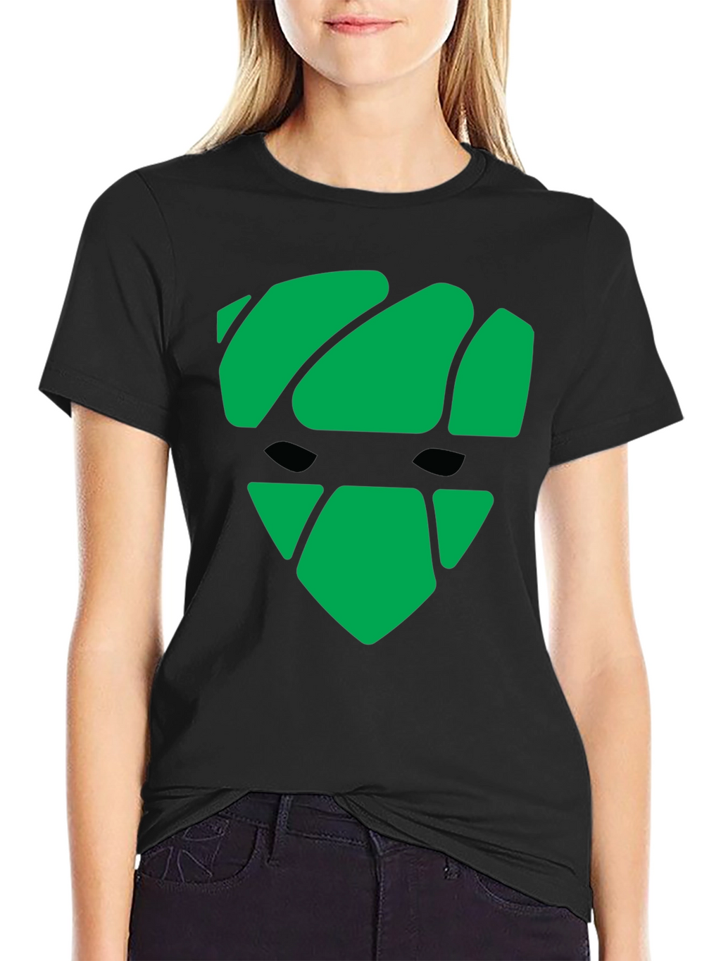 Green Graphic Black T-Shirt - Modern Shield Design