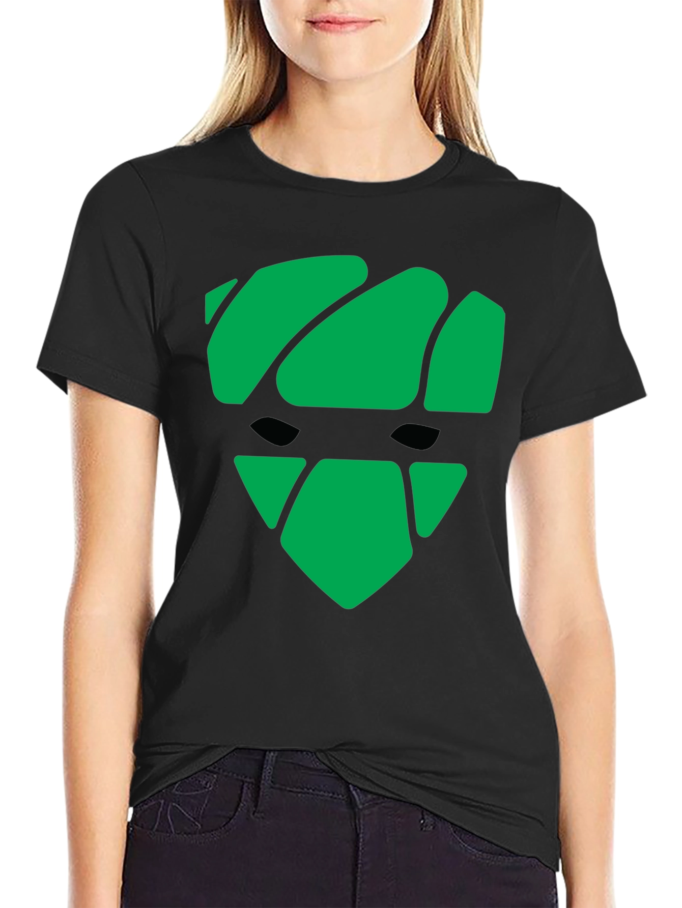 Green Graphic Black T-Shirt - Modern Shield Design