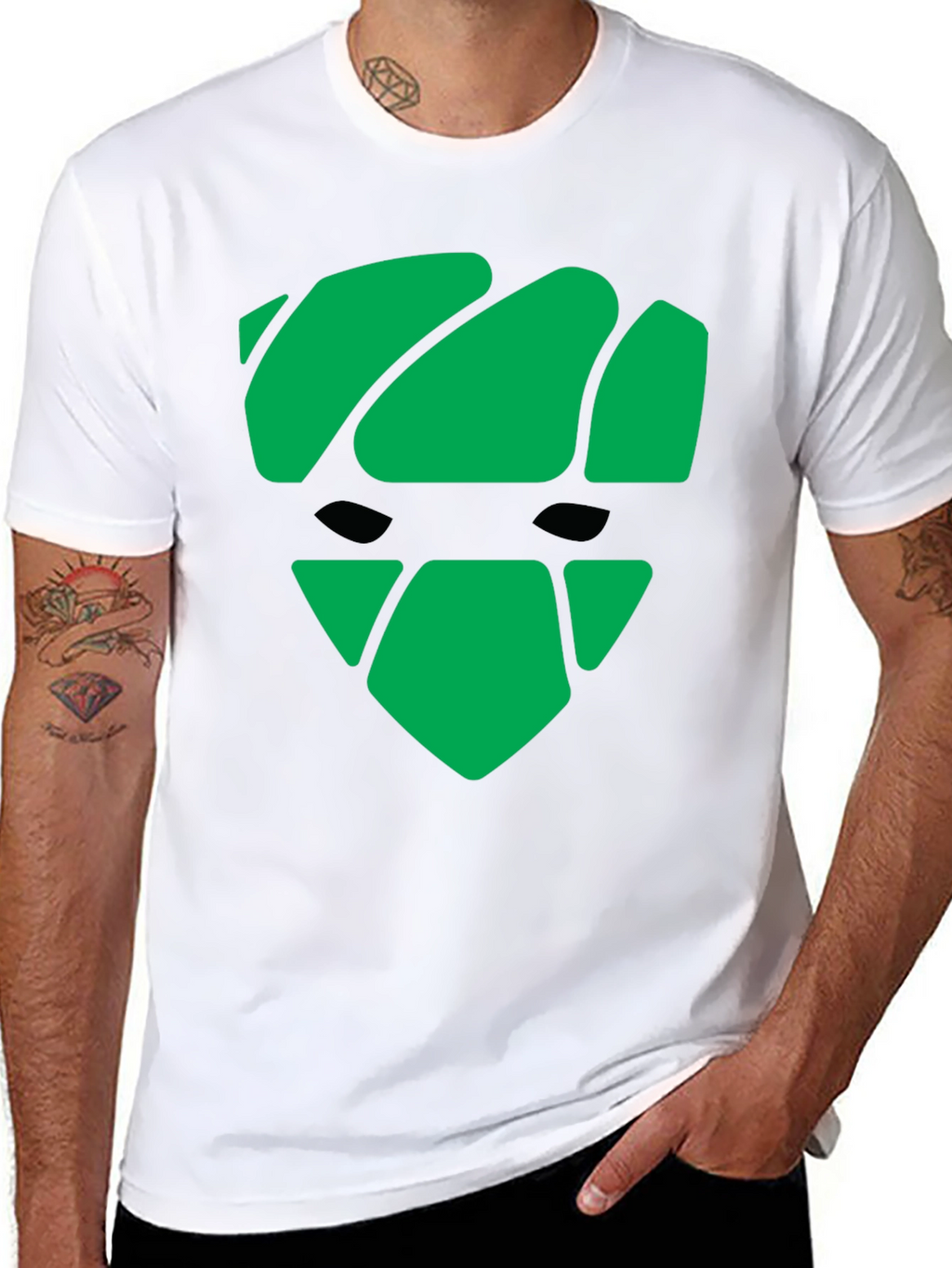 Green Graphic Black T-Shirt - Modern Shield Design