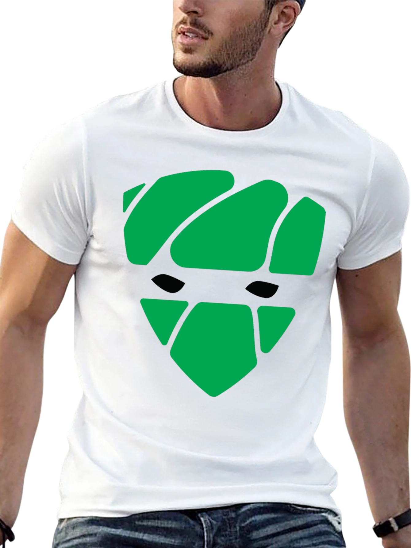 Green Graphic Black T-Shirt - Modern Shield Design