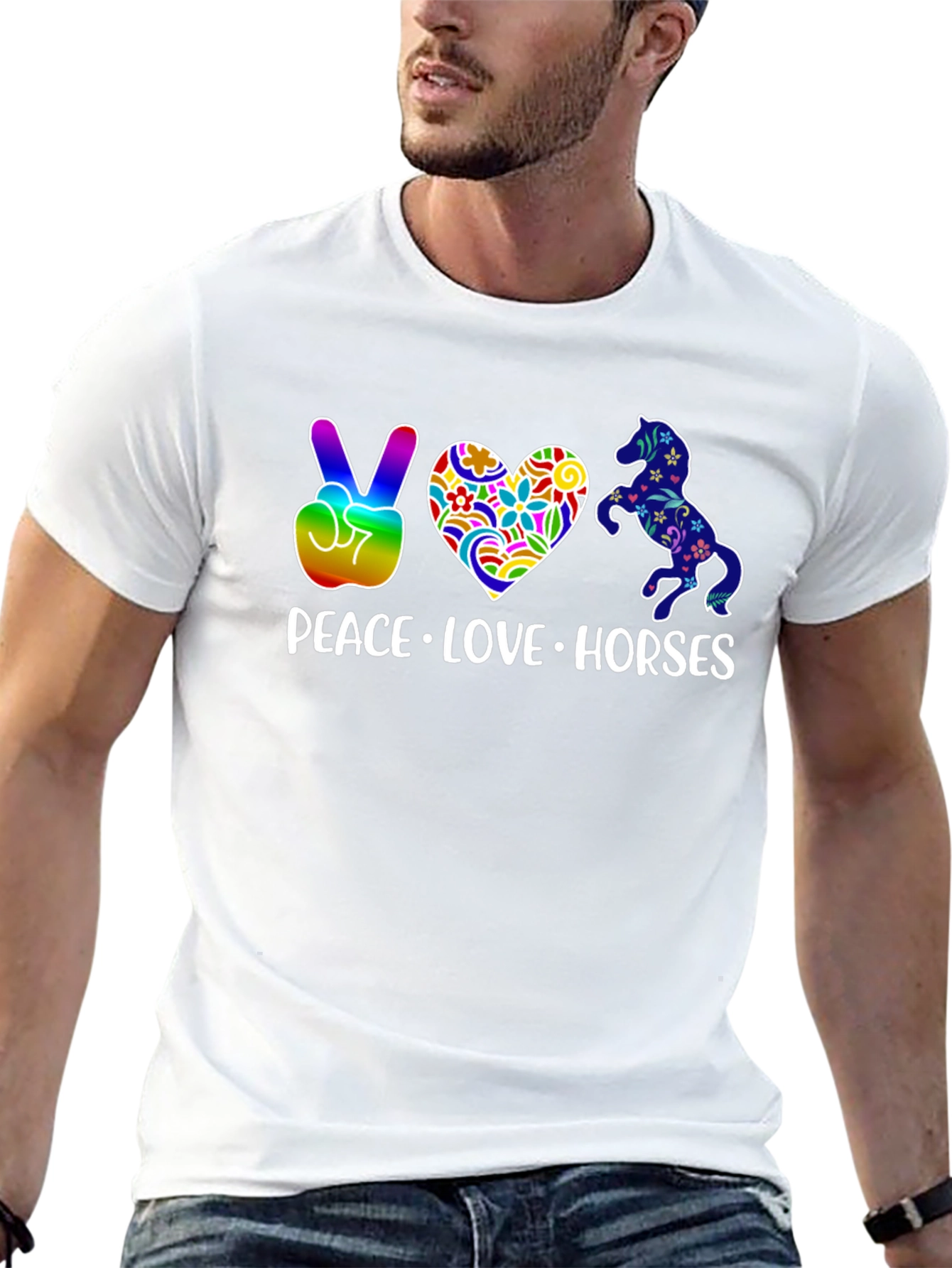 Peace Love Horses Graphic T-Shirt