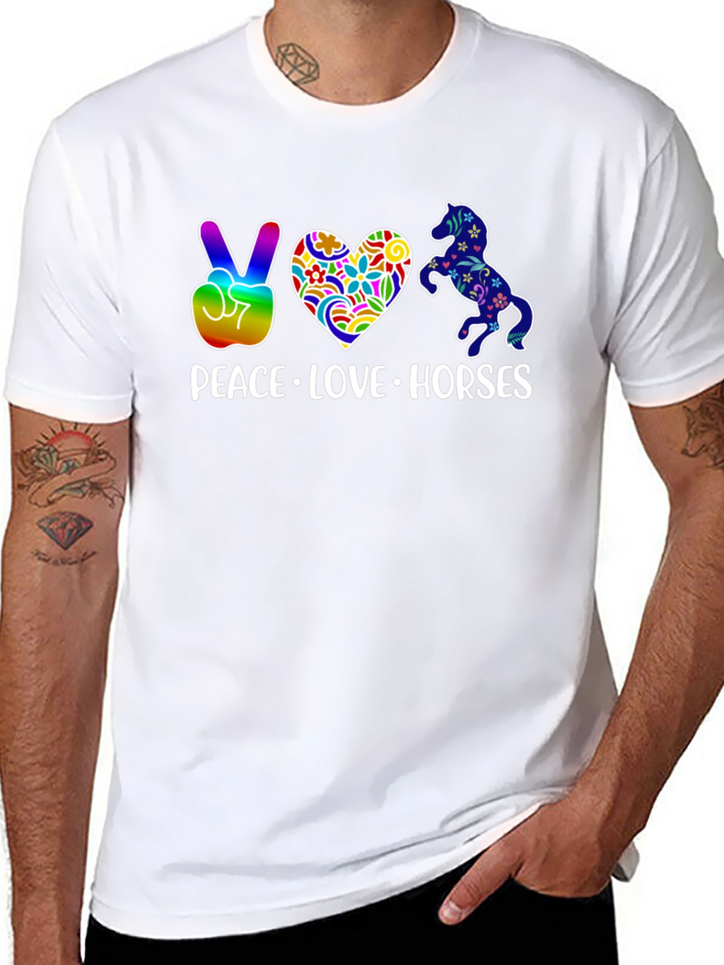 Peace Love Horses Graphic T-Shirt
