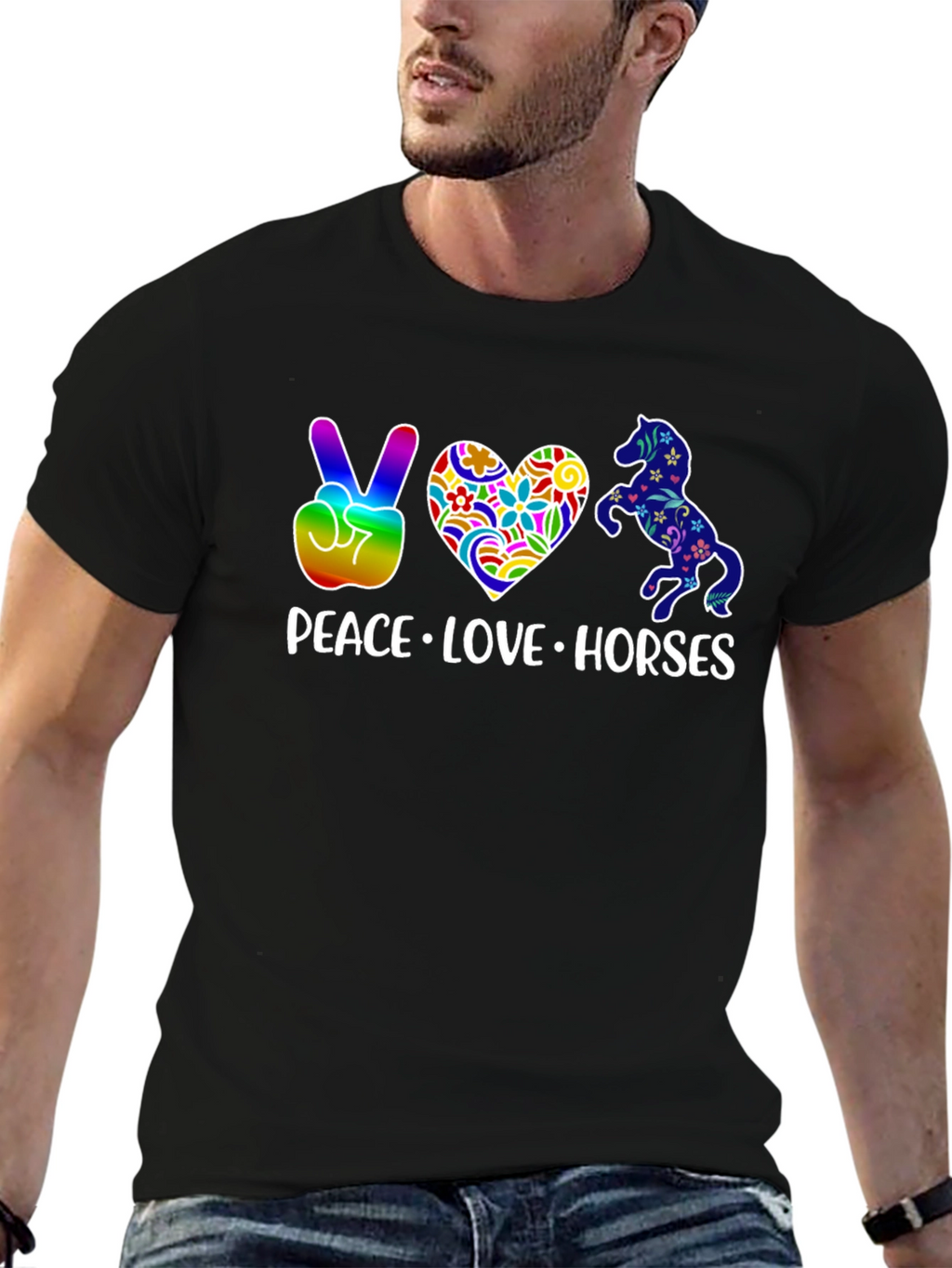 Peace Love Horses Graphic T-Shirt