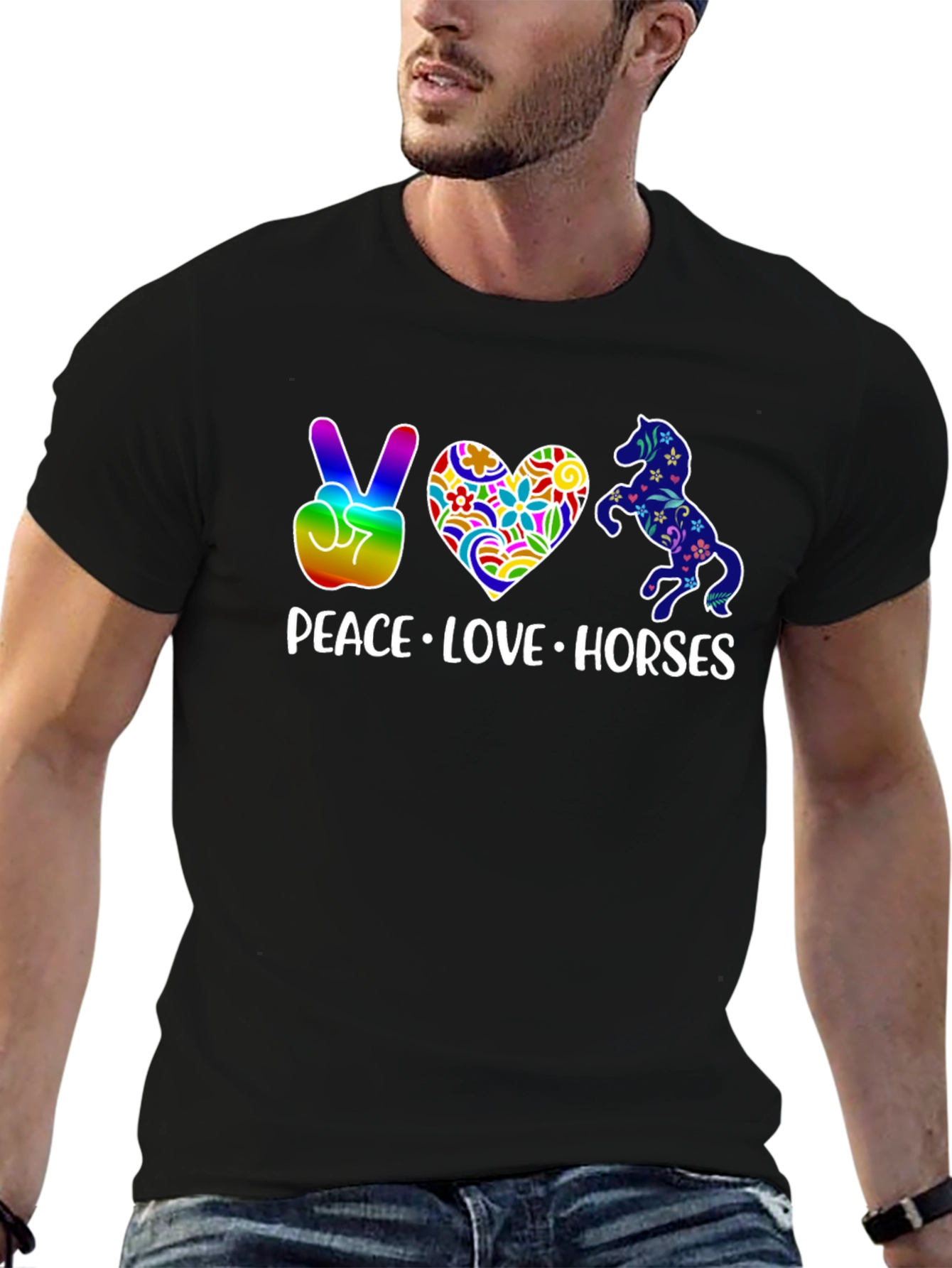 Peace Love Horses Graphic T-Shirt