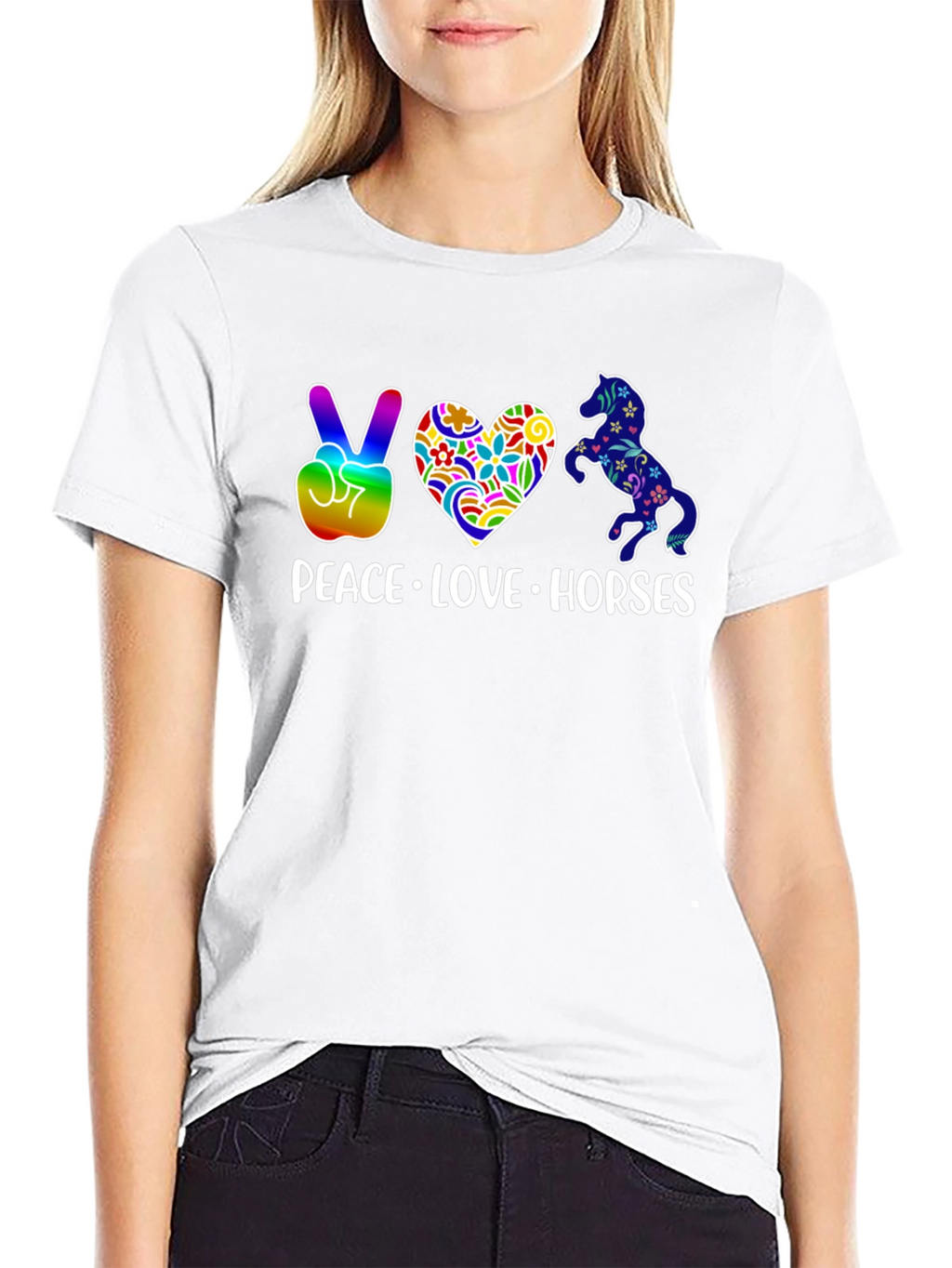 Peace Love Horses Graphic T-Shirt