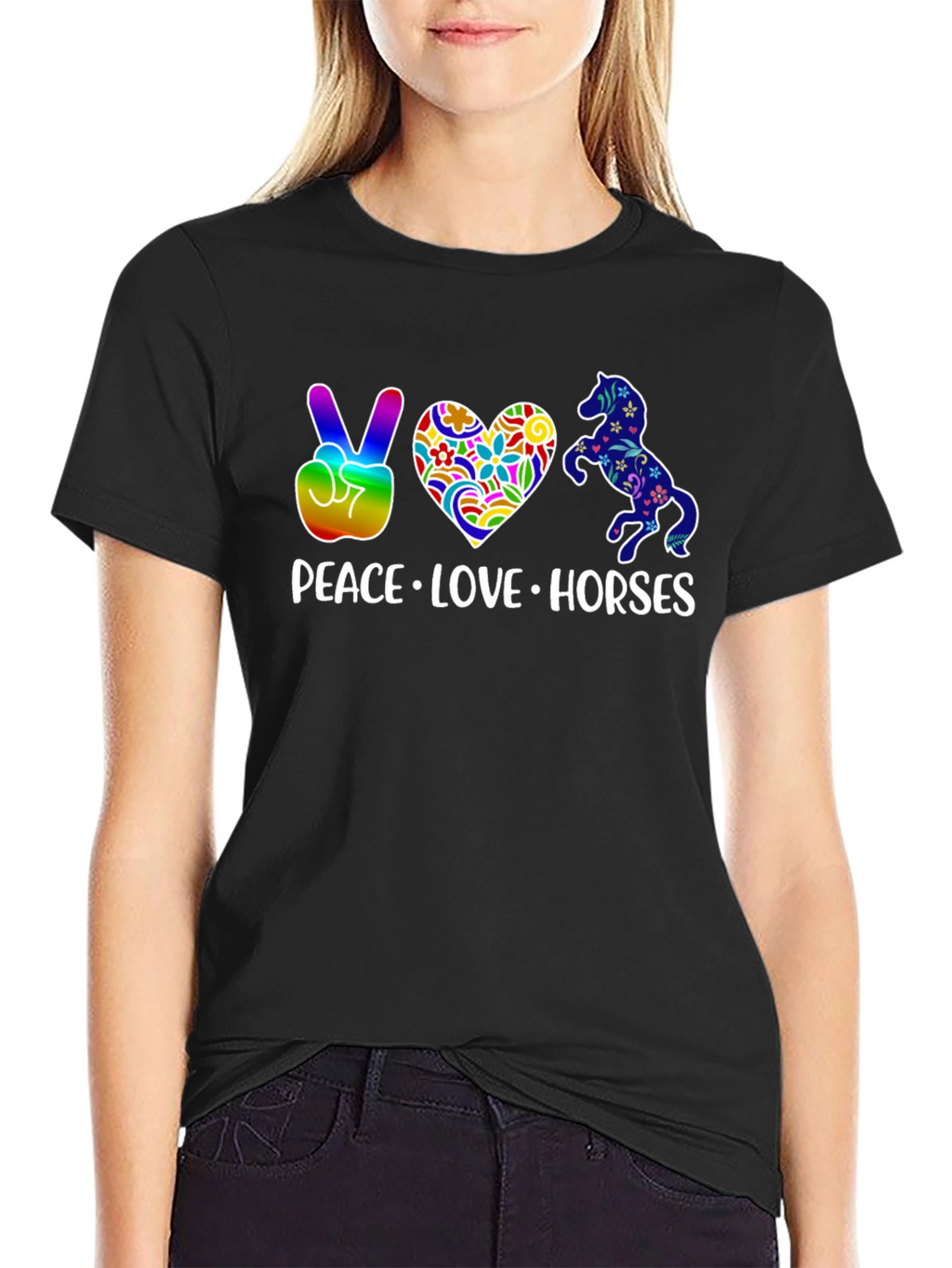 Peace Love Horses Graphic T-Shirt