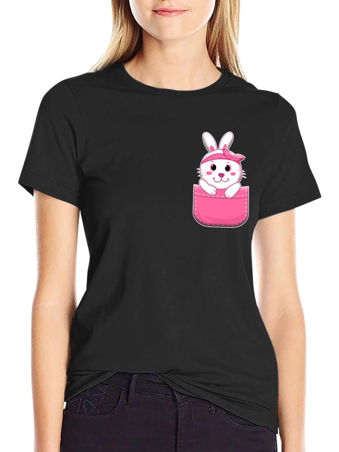 Cute Bunny Pocket T-Shirt