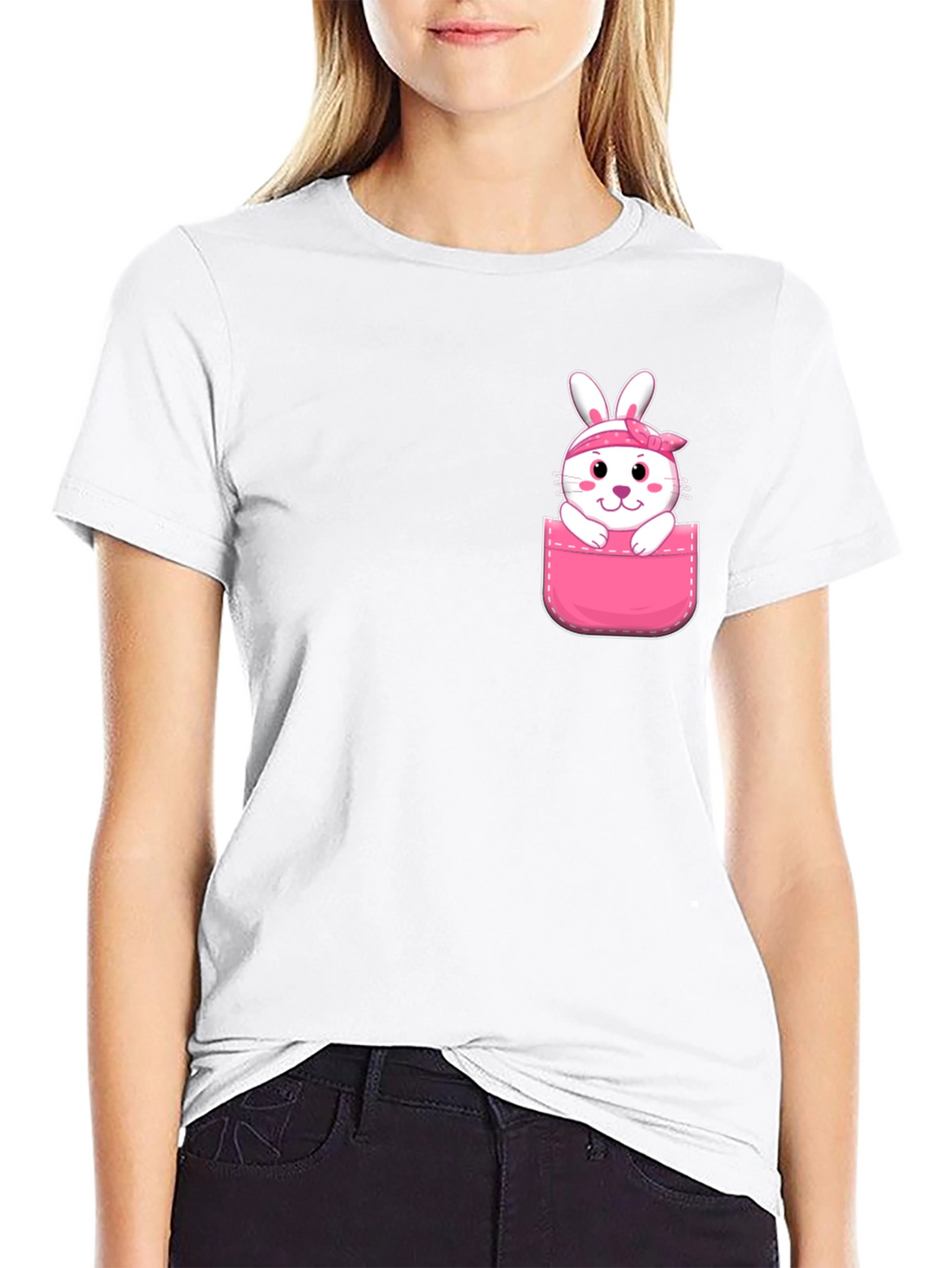 Cute Bunny Pocket T-Shirt