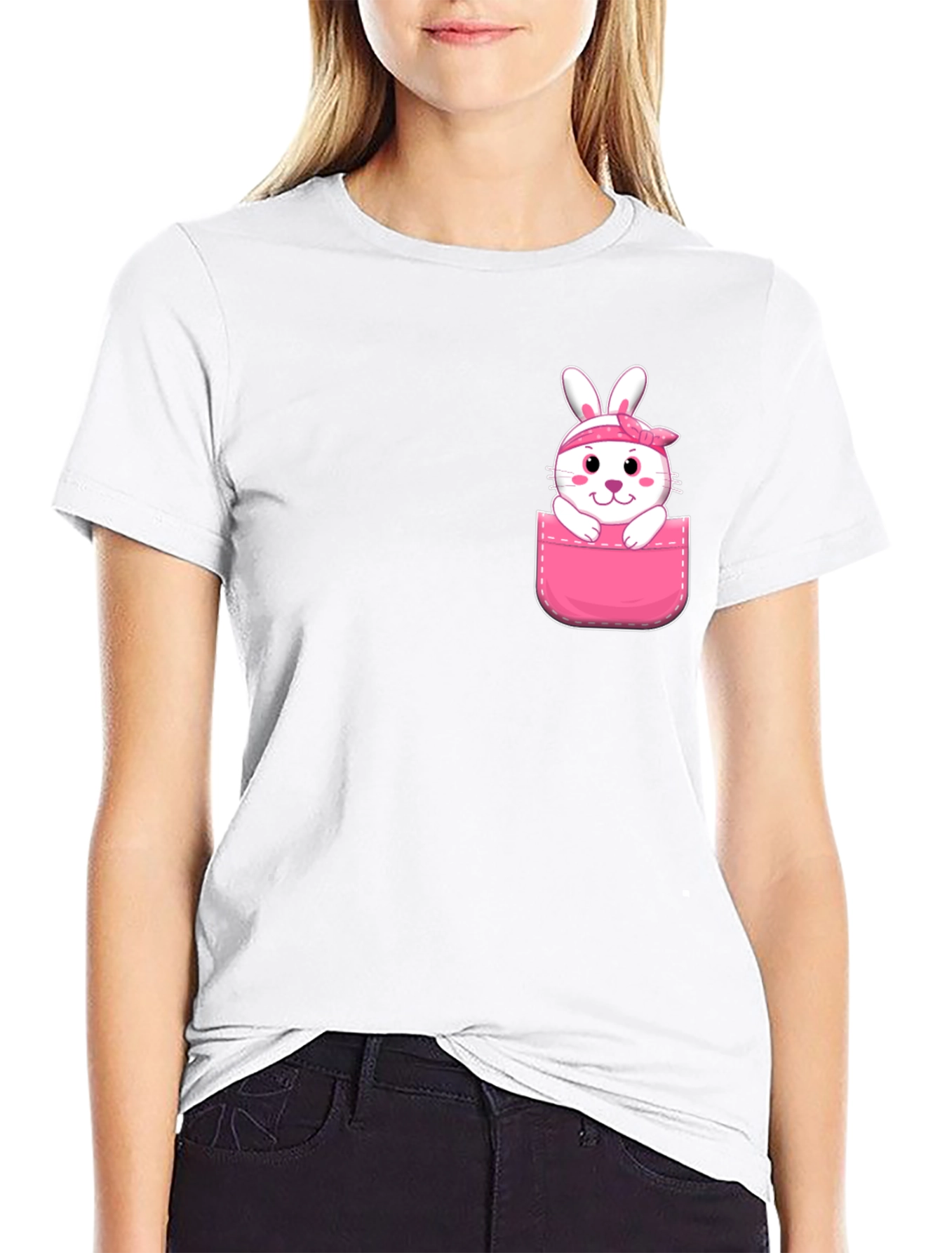 Cute Bunny Pocket T-Shirt