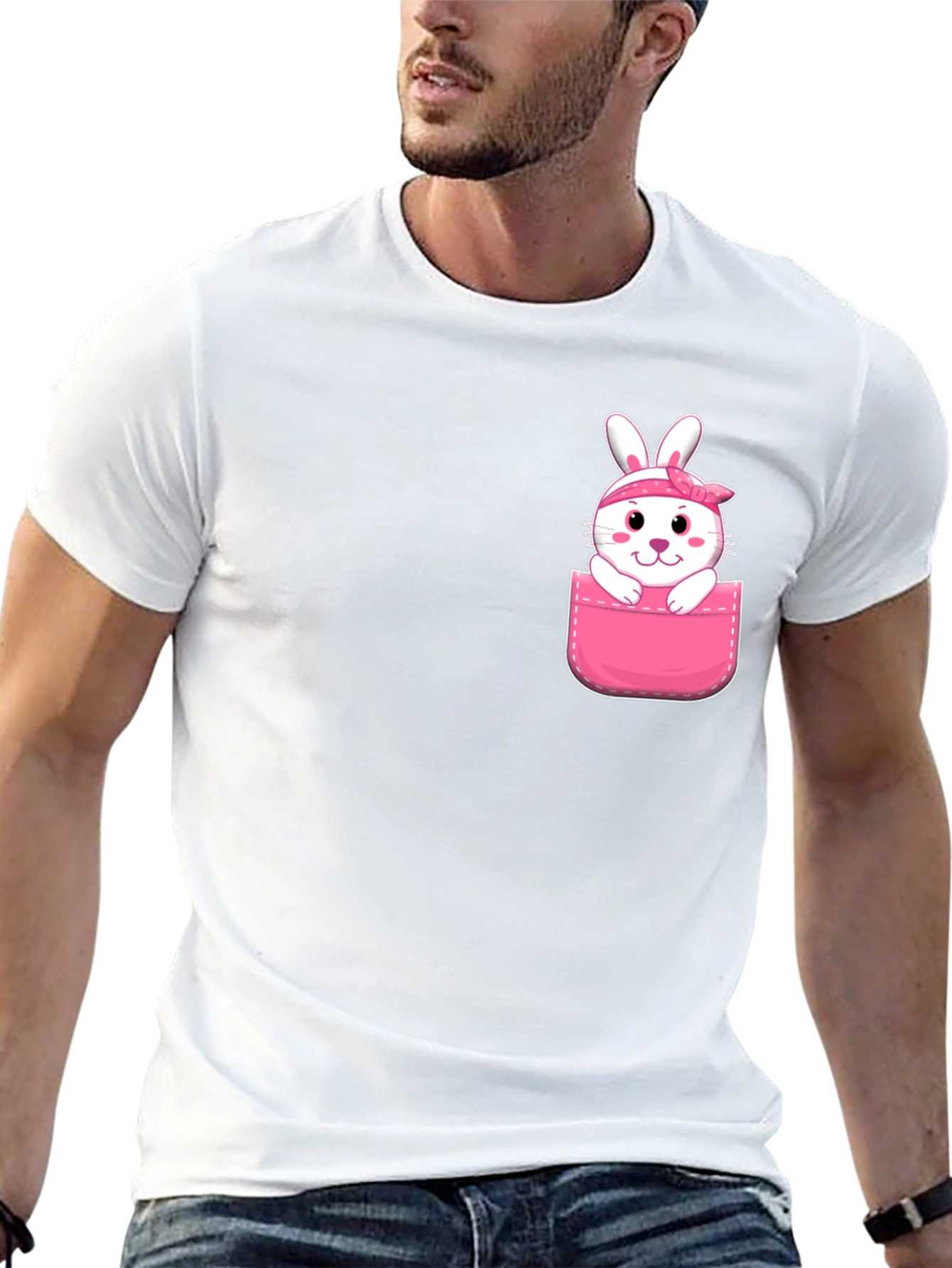 Cute Bunny Pocket T-Shirt