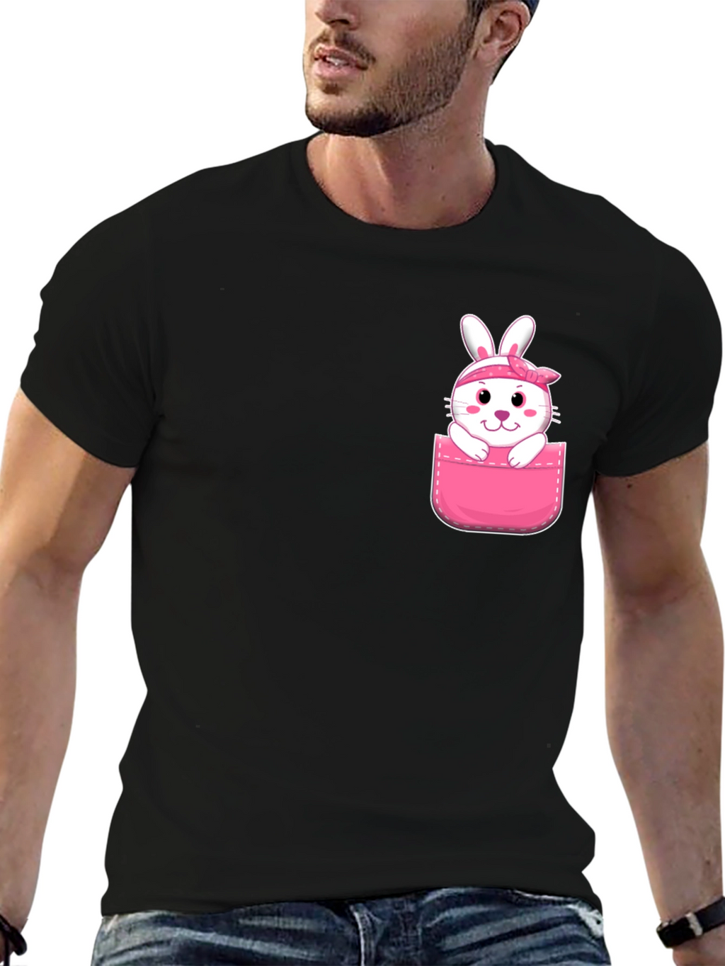 Cute Bunny Pocket T-Shirt
