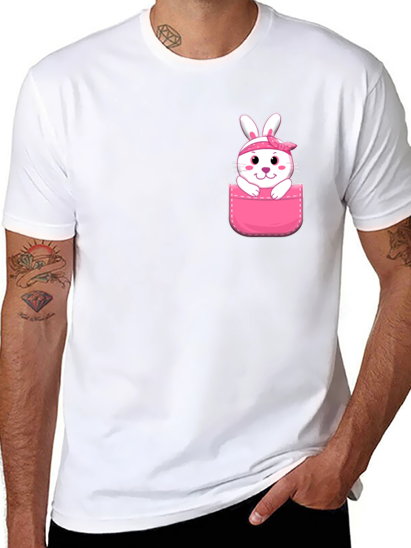 Cute Bunny Pocket T-Shirt