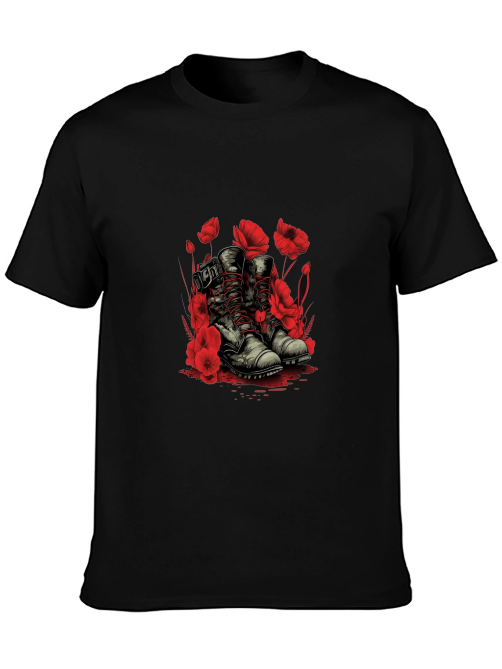 Poppy Boots Graphic Tee - Stylish Floral Design