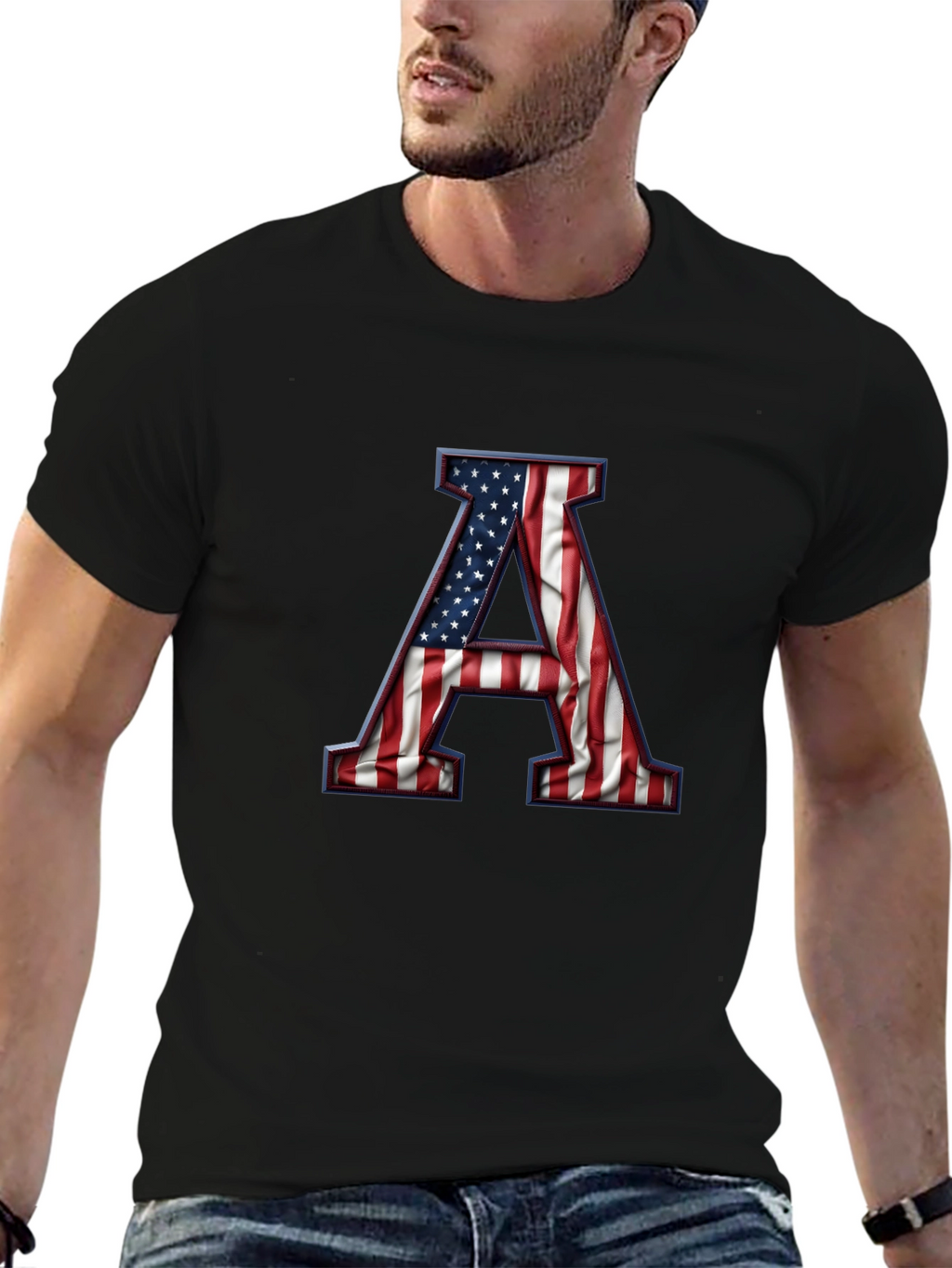 American Flag Letter A Graphic Tee