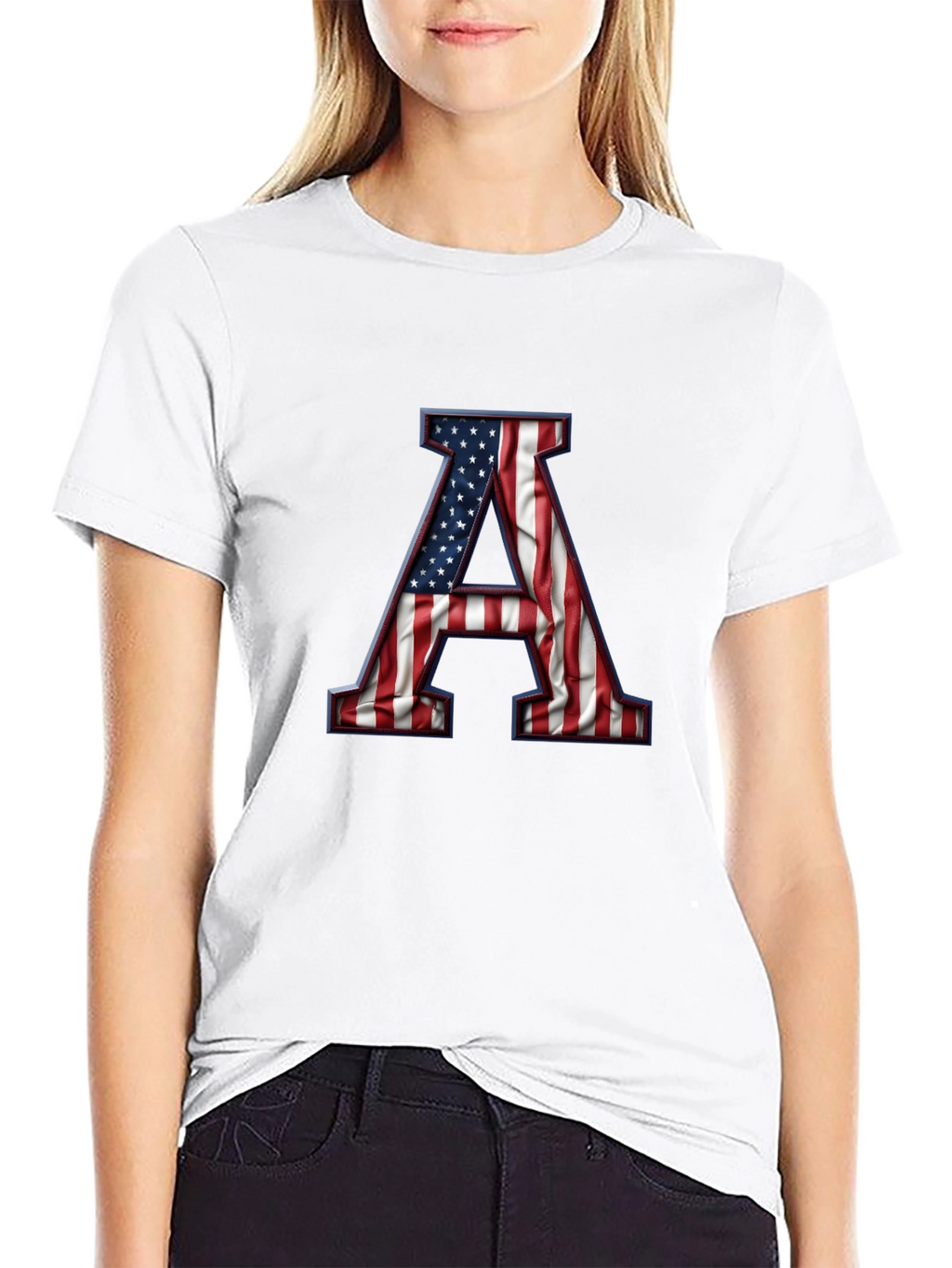 American Flag Letter A Graphic Tee