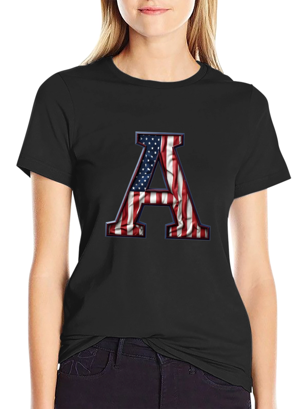 American Flag Letter A Graphic Tee