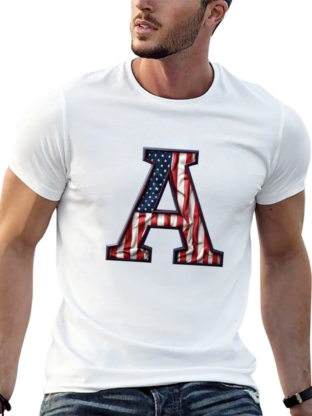 American Flag Letter A Graphic Tee