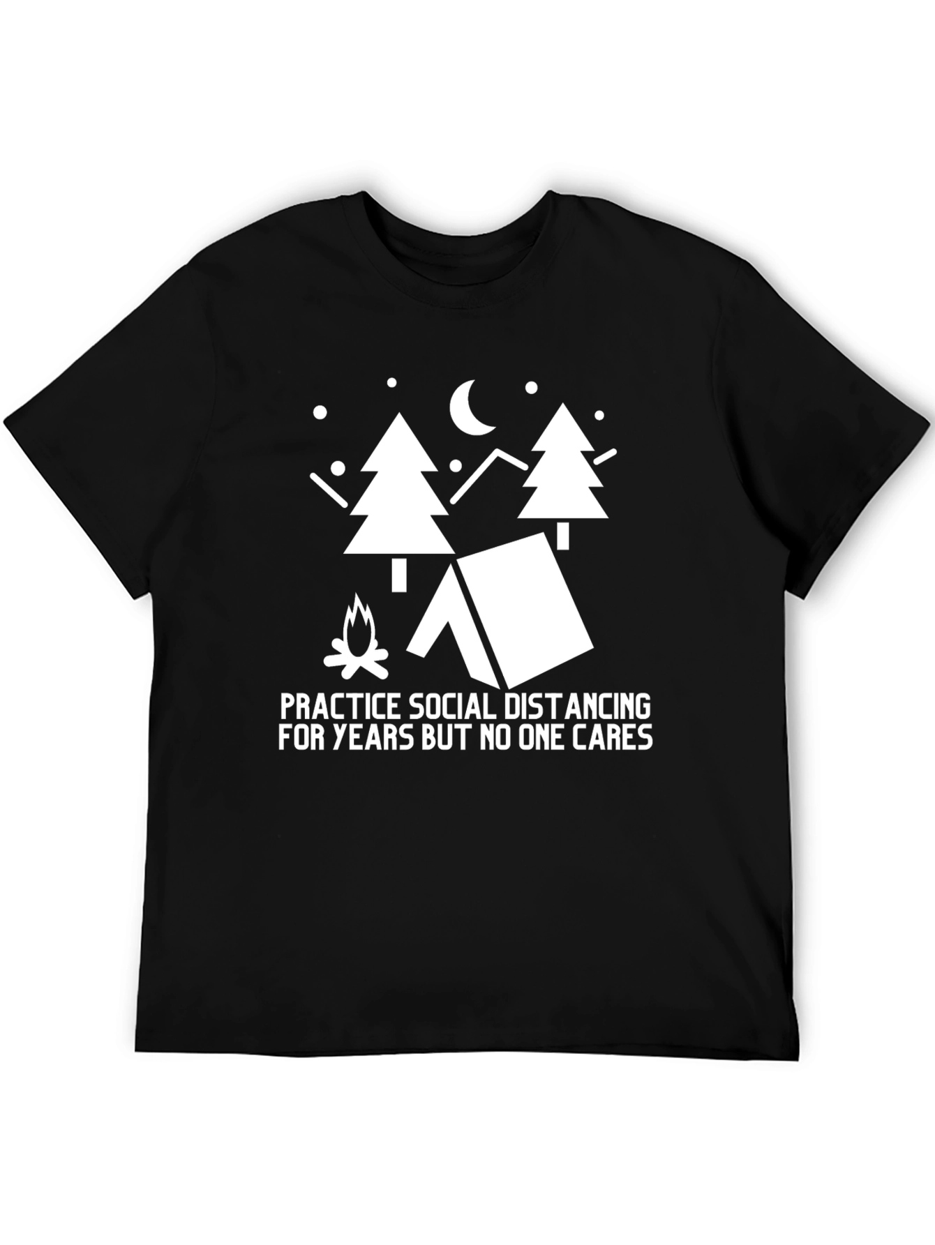 Social Distancing Camping Black T-Shirt