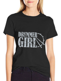 Drummer Girl Graphic Tee - Music Lovers T-Shirt
