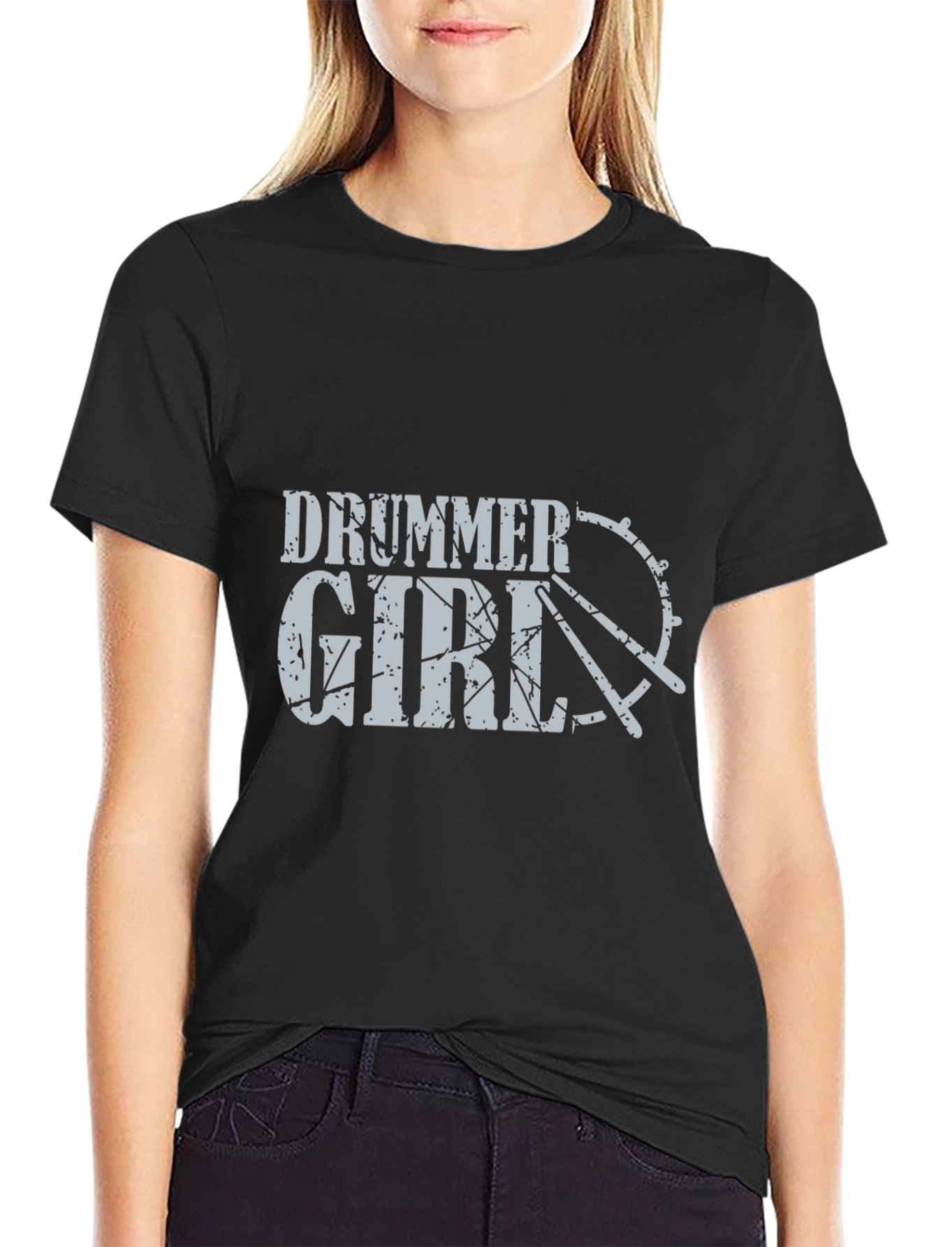 Drummer Girl Graphic Tee - Music Lovers T-Shirt