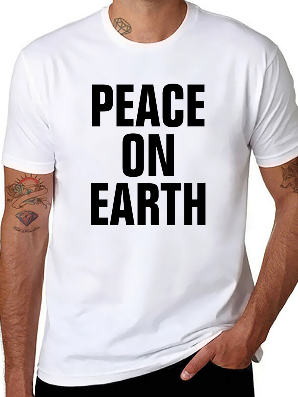 Peace on Earth Black Graphic T-Shirt