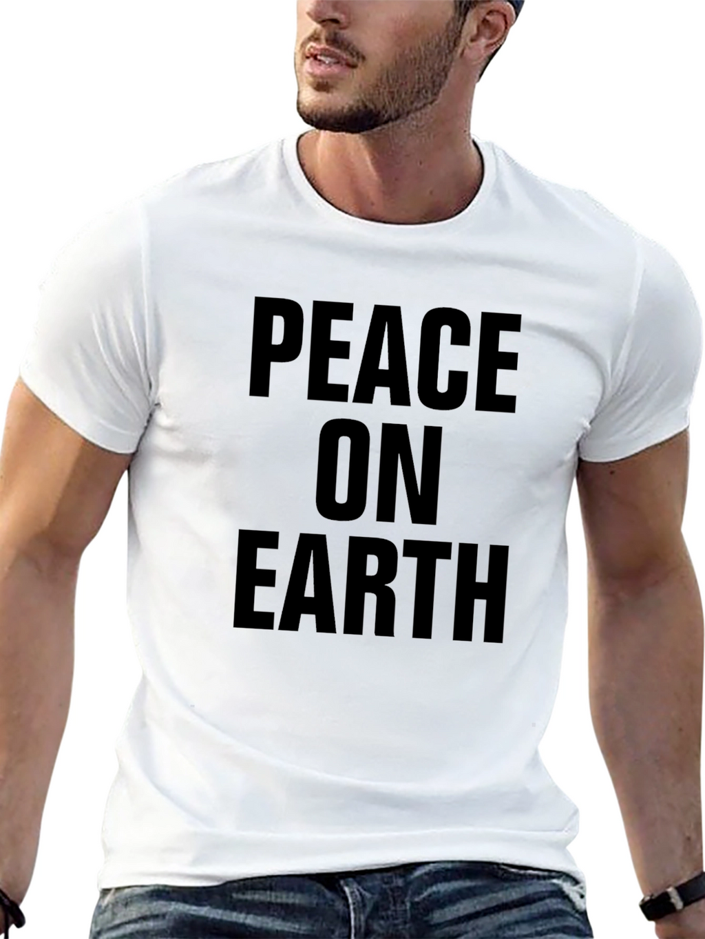 Peace on Earth Black Graphic T-Shirt