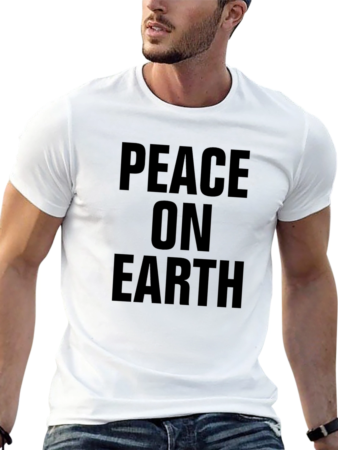 Peace on Earth Black Graphic T-Shirt