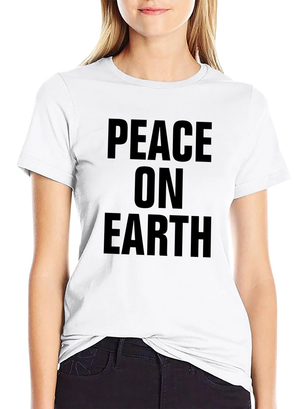 Peace on Earth Black Graphic T-Shirt