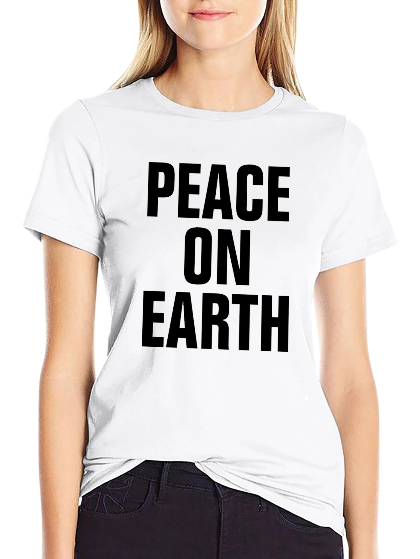 Peace on Earth Black Graphic T-Shirt