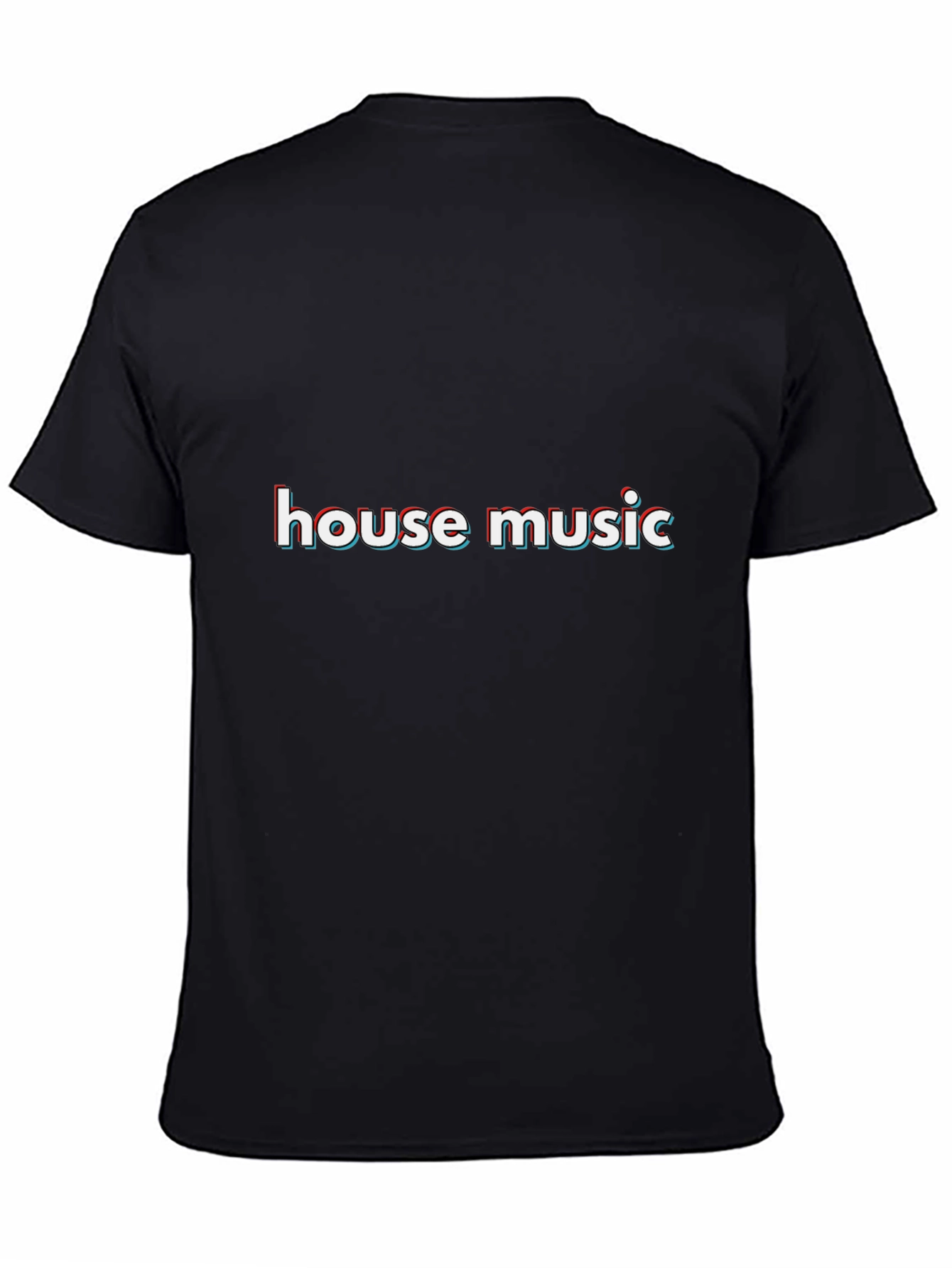 House Music Anaglyph Style Black T-Shirt