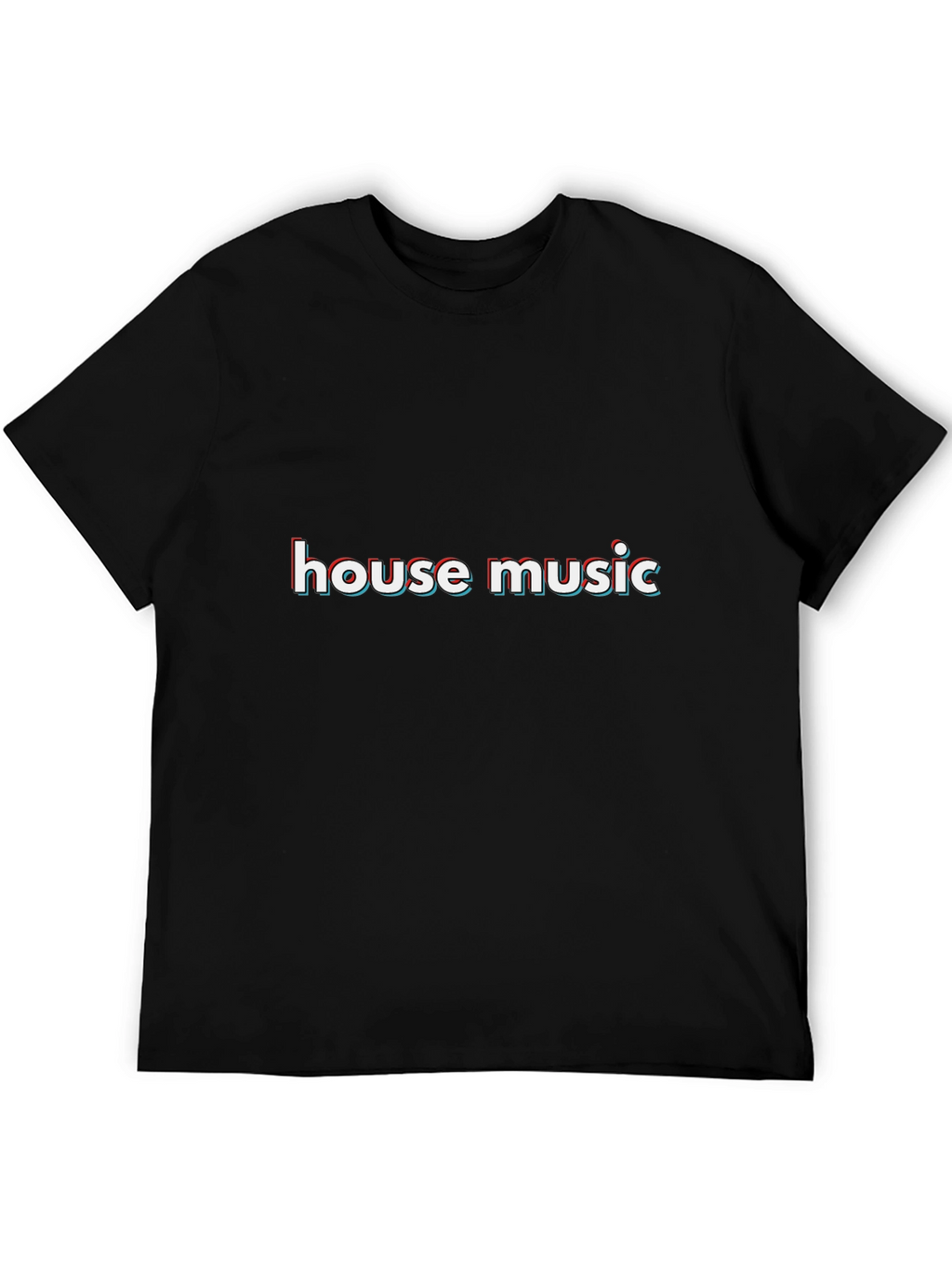 House Music Anaglyph Style Black T-Shirt