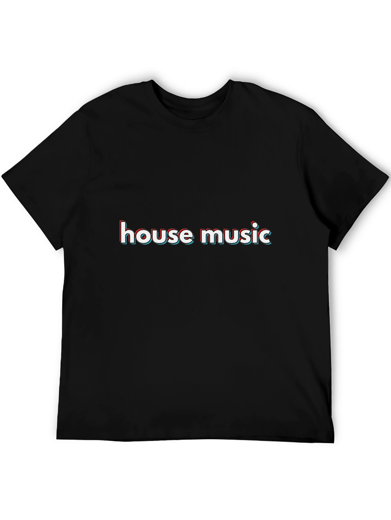House Music Anaglyph Style Black T-Shirt