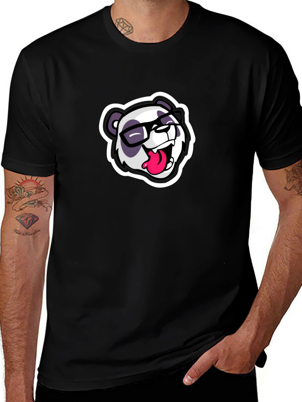 Cool Panda Graphic Tee - Black Casual T-Shirt