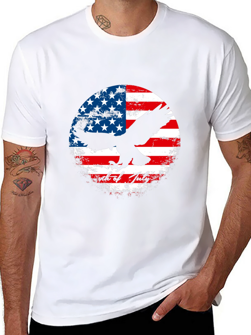 Patriotic Eagle & US Flag Graphic T-Shirt