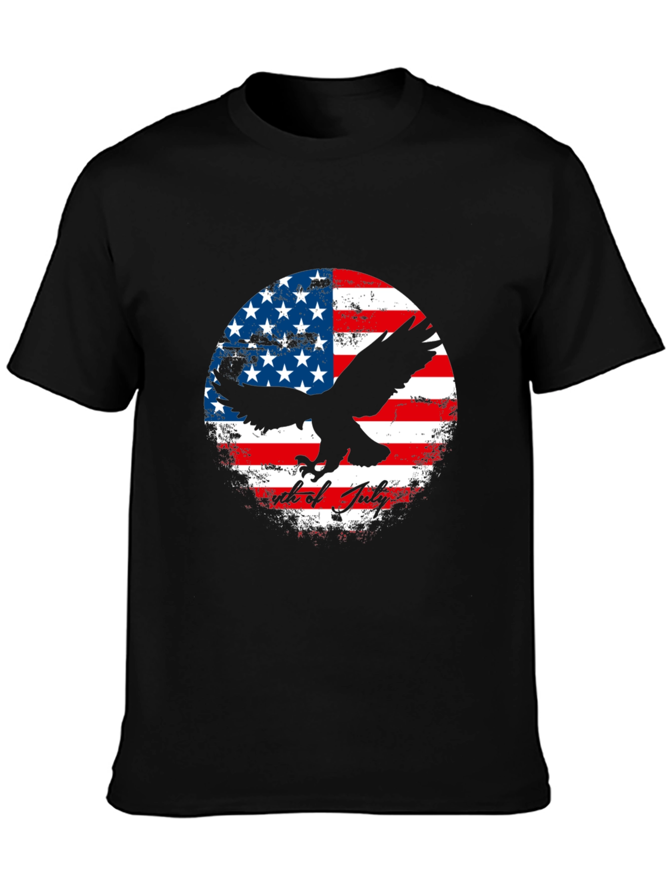 Patriotic Eagle & US Flag Graphic T-Shirt