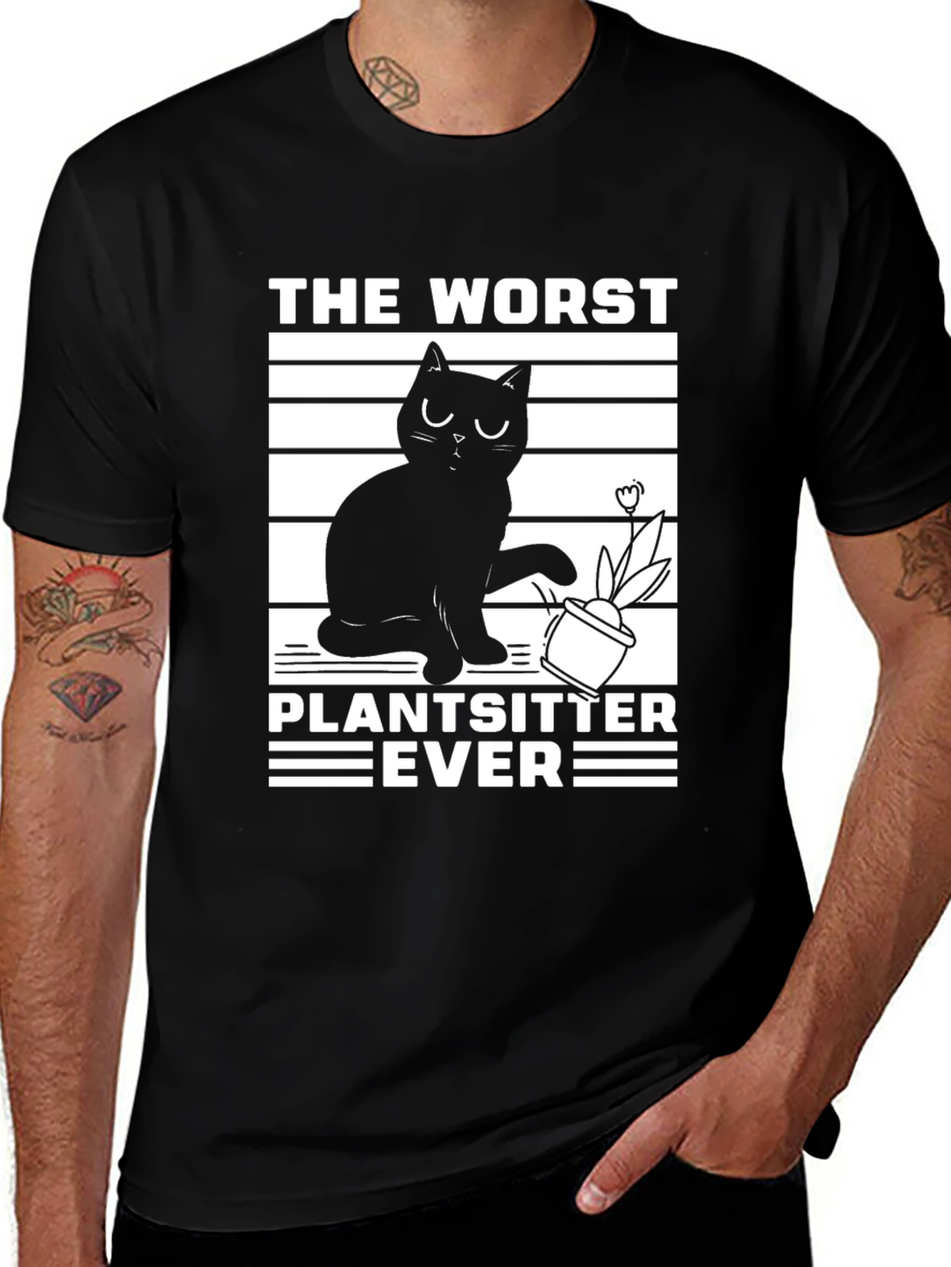 Funny Cat Plant Sitter T-Shirt