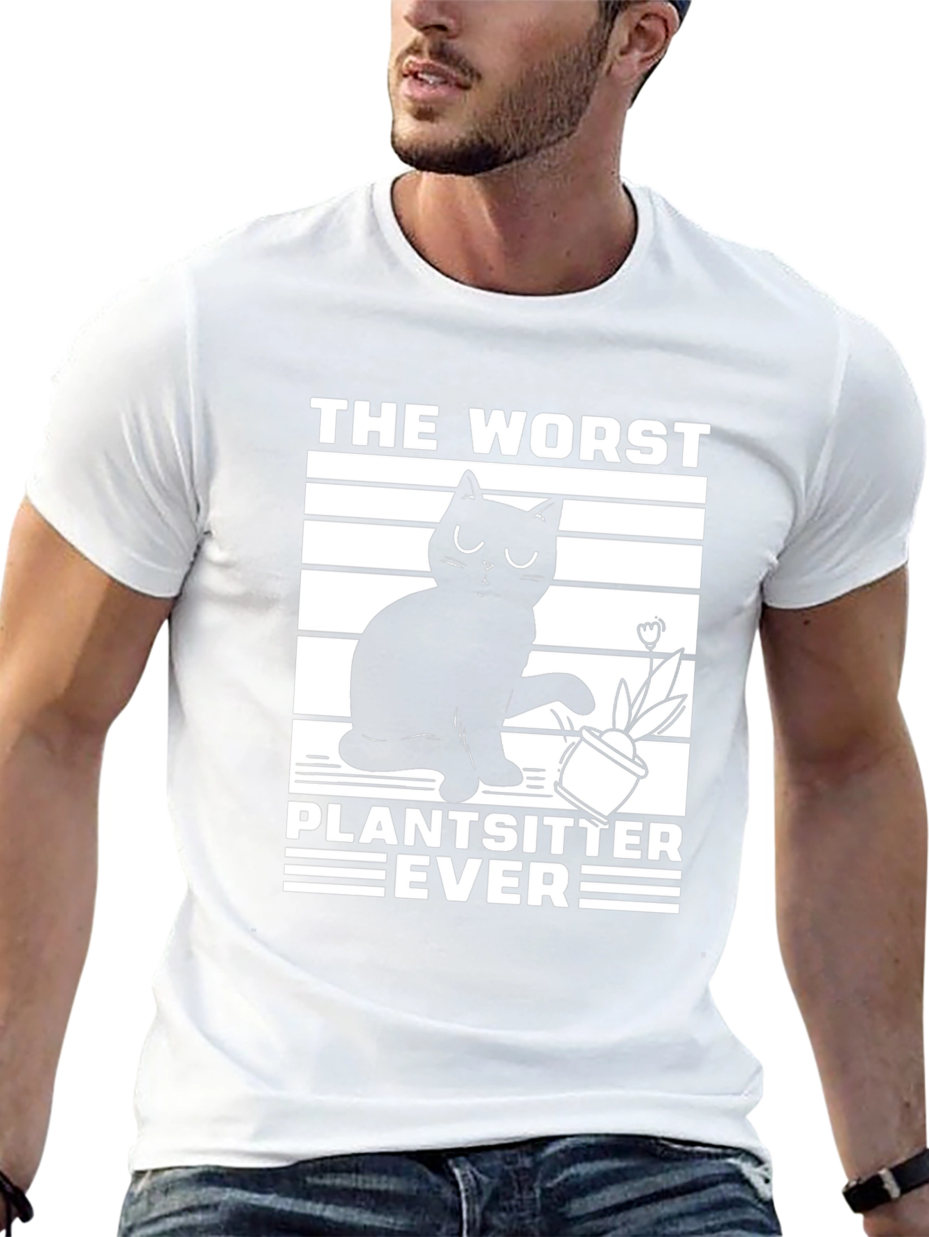 Funny Cat Plant Sitter T-Shirt