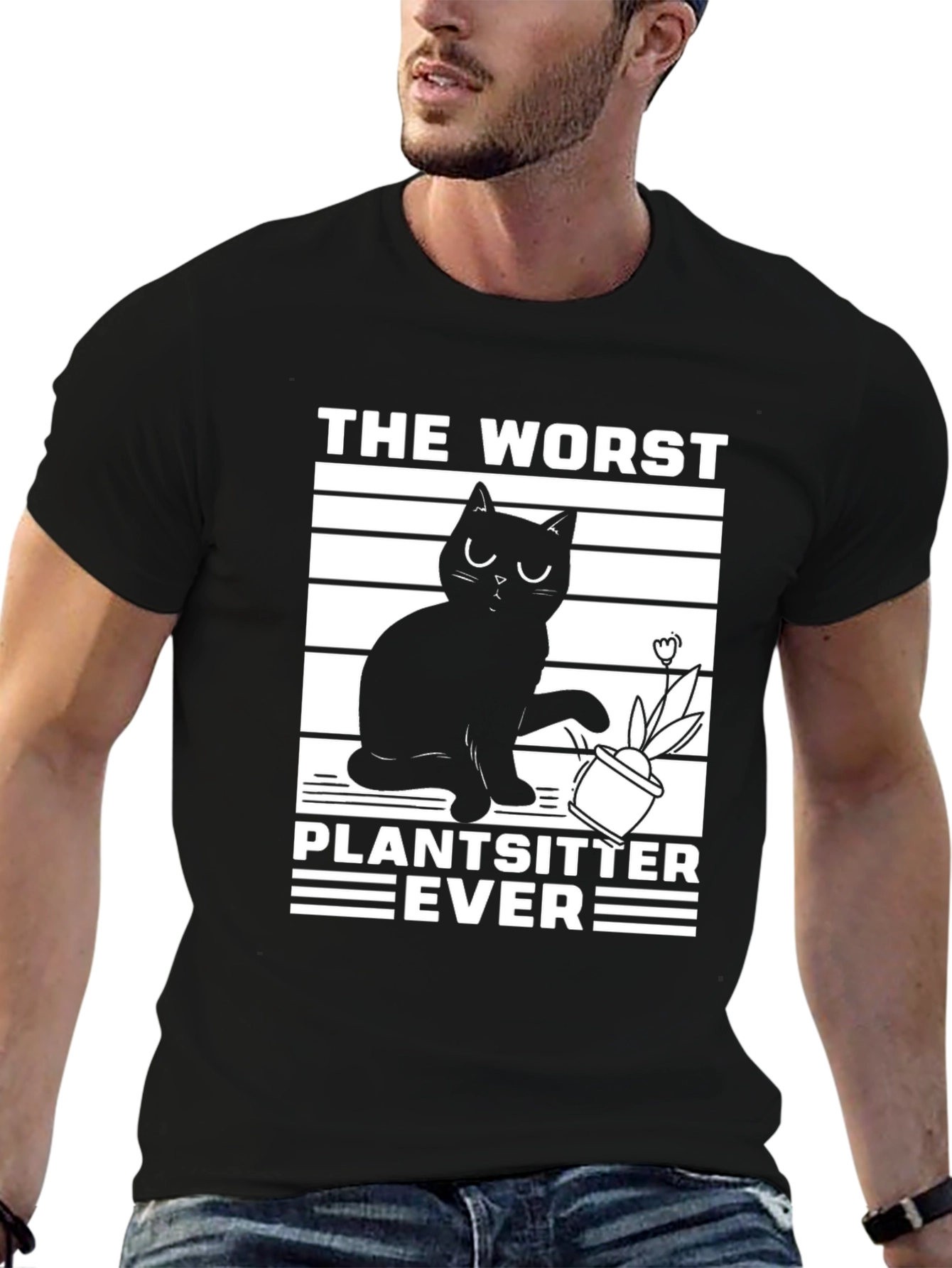 Funny Cat Plant Sitter T-Shirt